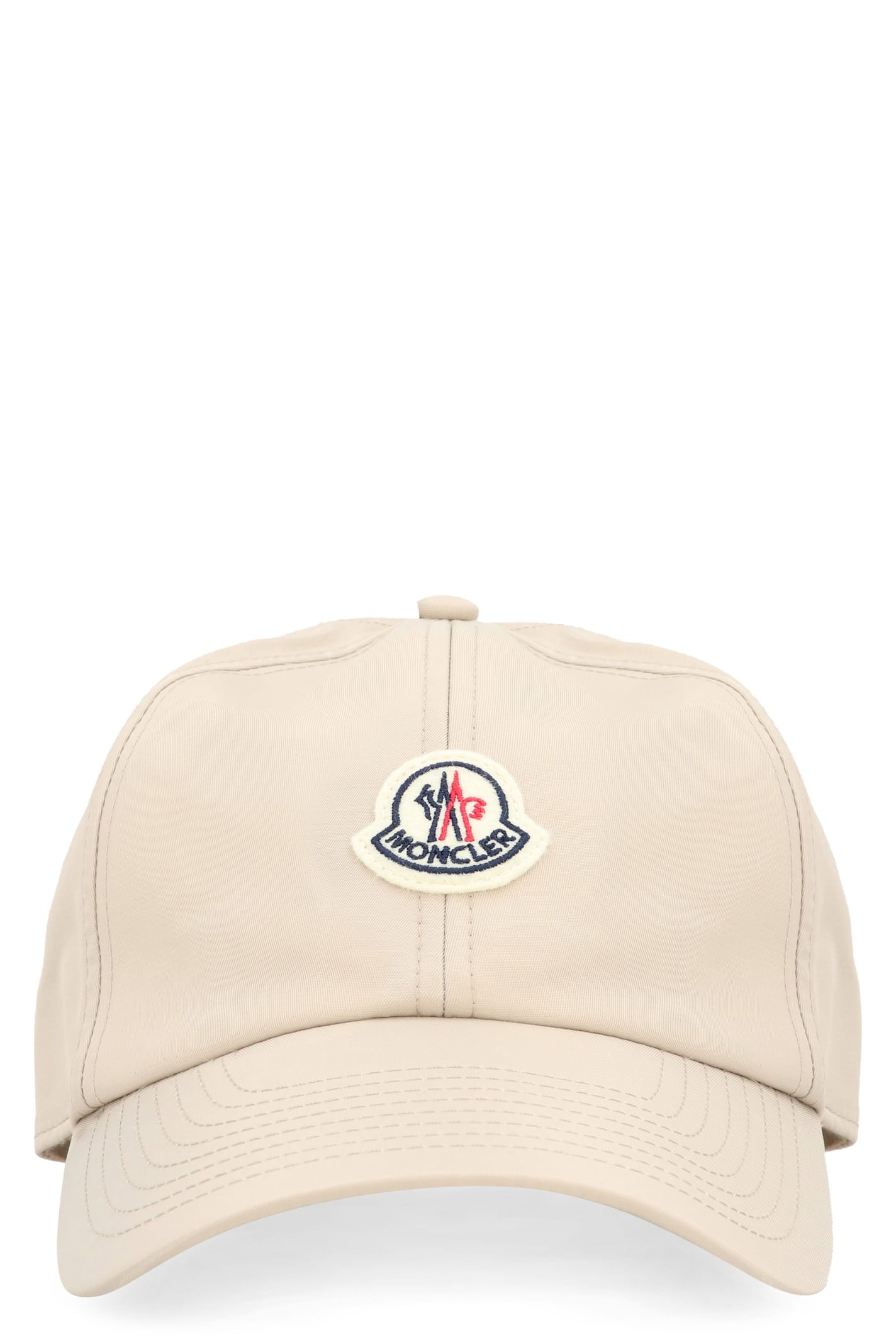 Shop Moncler Logo Baseball Cap In Beige