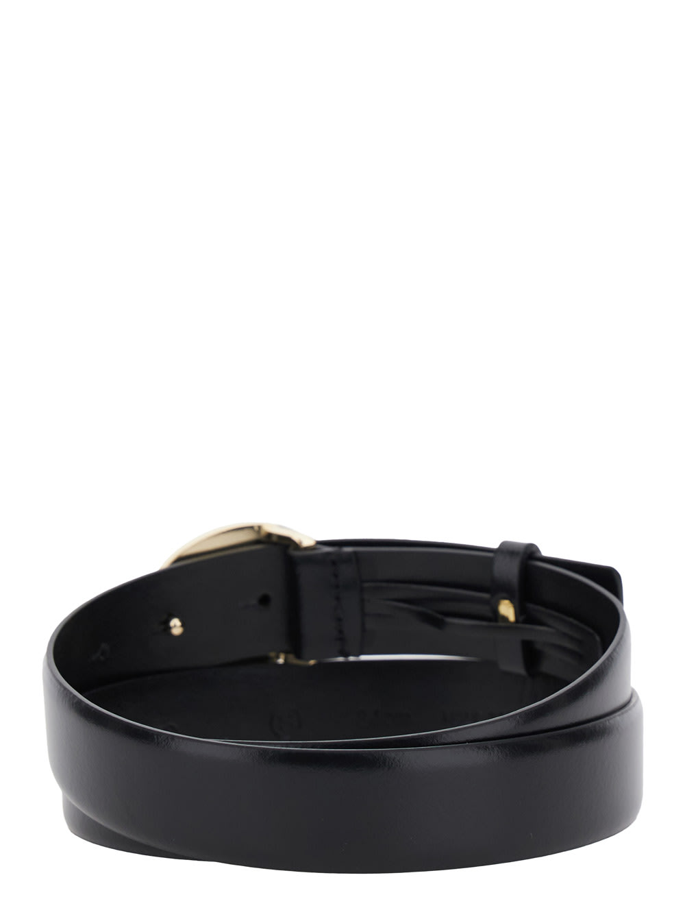 Pinko Black Belt With Logo Plaque Closure In Leather Woman In Black