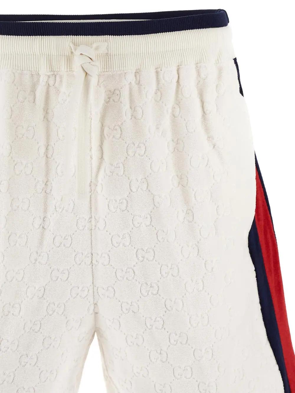 Shop Gucci Logoed Shorts In Ivorymulticolor