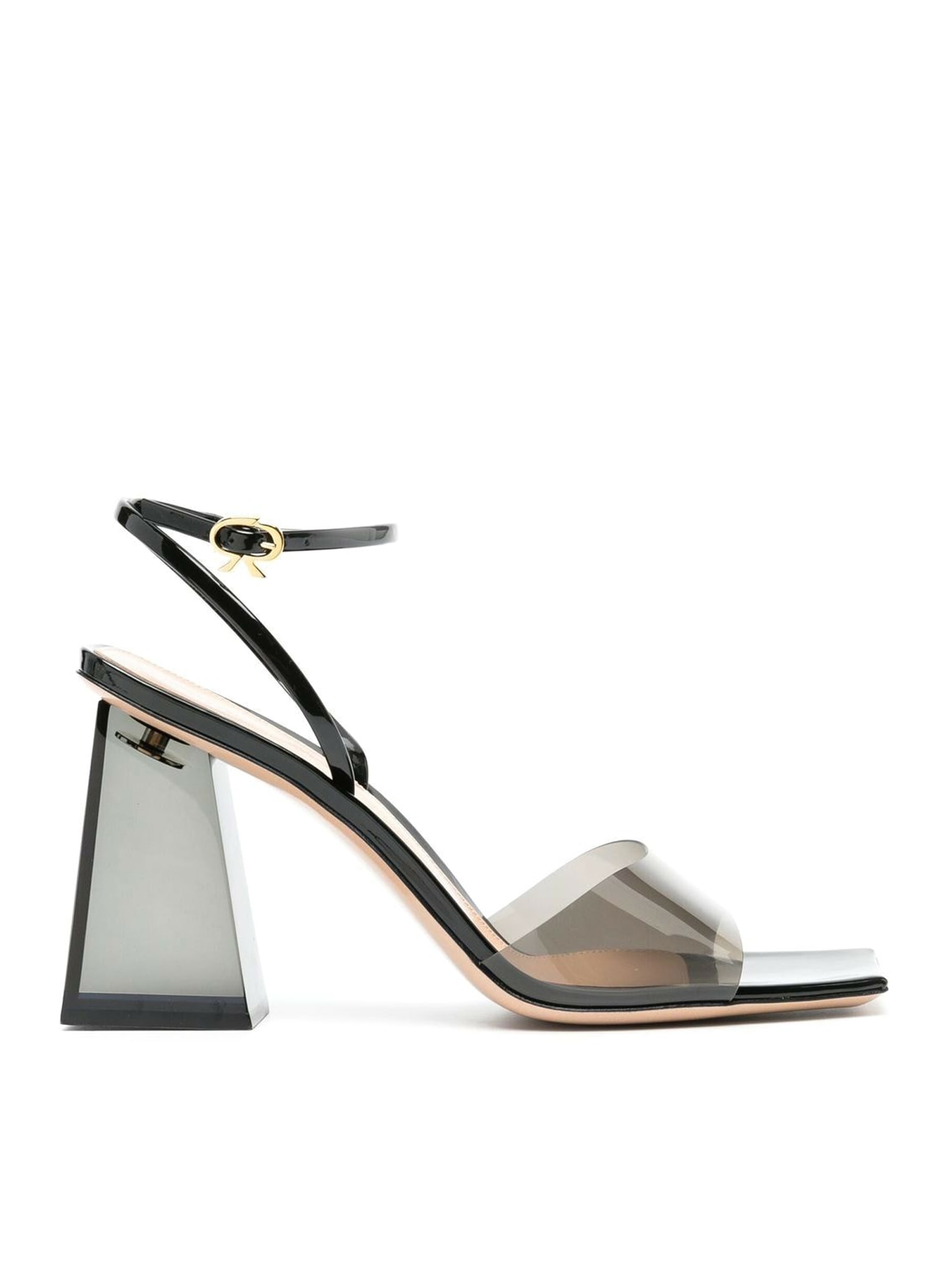 Gianvito Rossi Fume And Black Leather Cosmic Sandals In Fune Fume Black