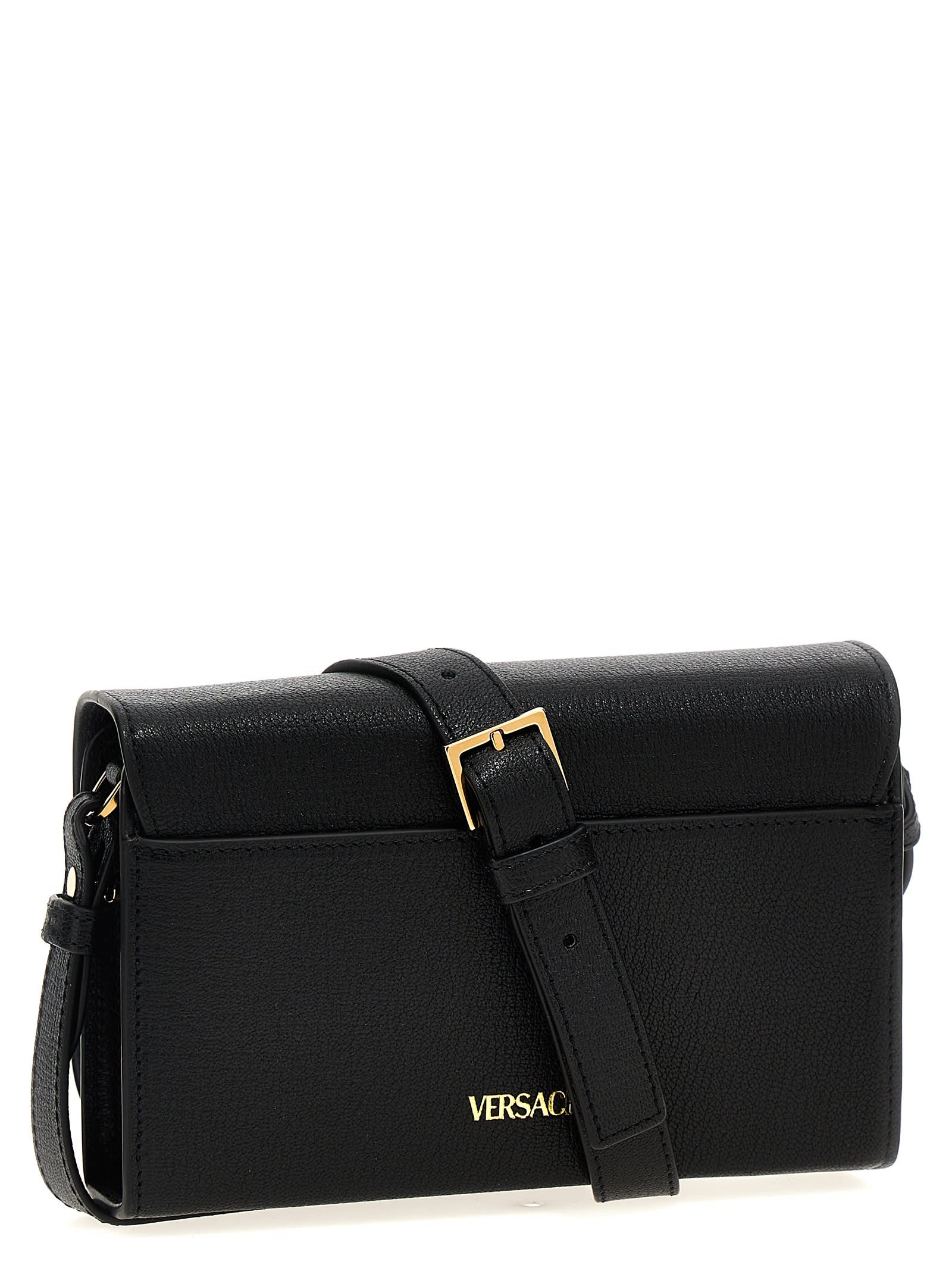 Shop Versace Medusa Biggie Crossbody Bag In Black