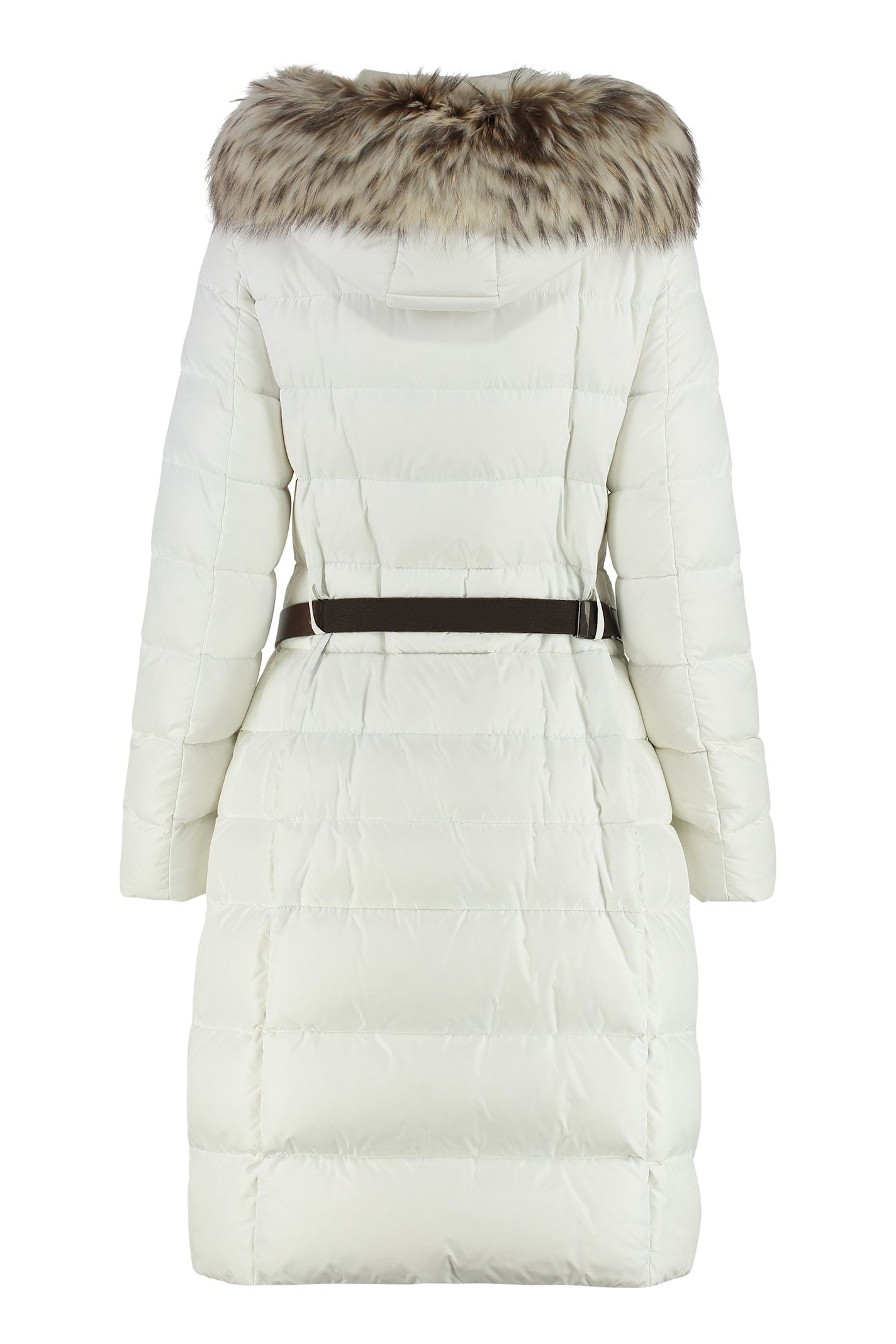 Moorer Niki Long Hooded Down Jacket In White
