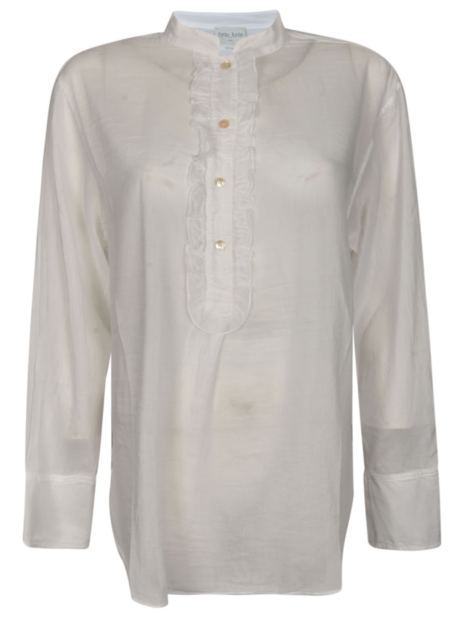 Shop Forte Forte Long-sleeved Blouse In Bianco