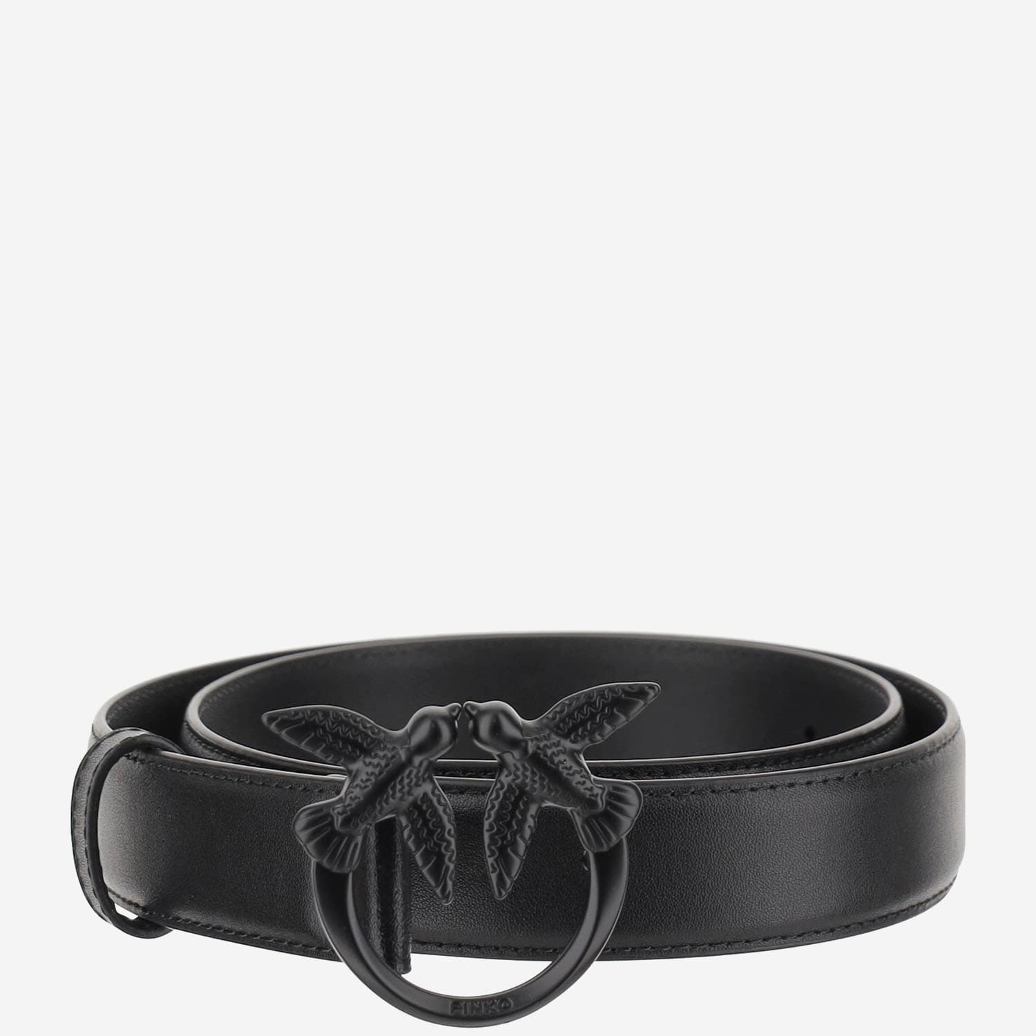 Pinko Love Berry Leather Belt In Black