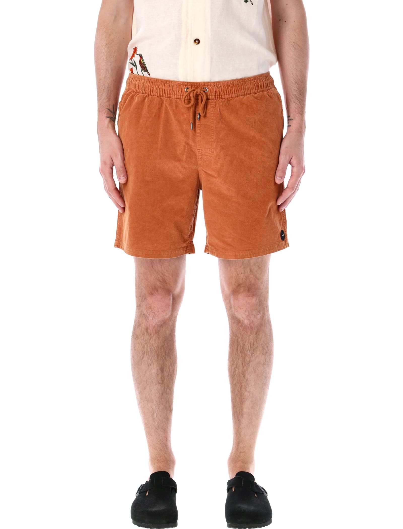 Shop Rvca Escape Elastic Shorts In Rust