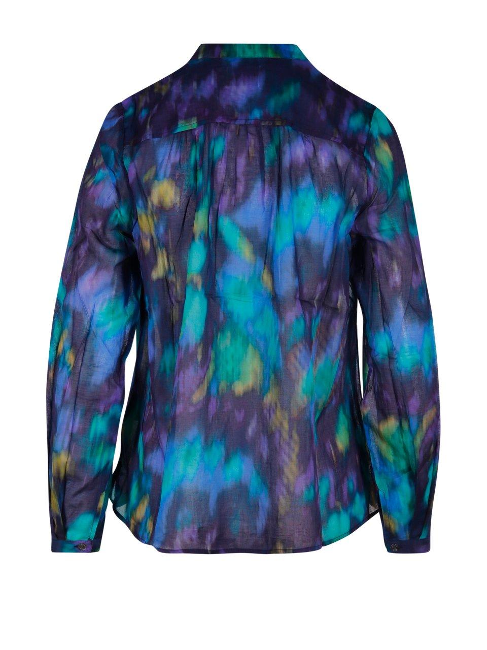 Shop Marant Etoile Tie-dyed Crewneck Blouse In Blue Green