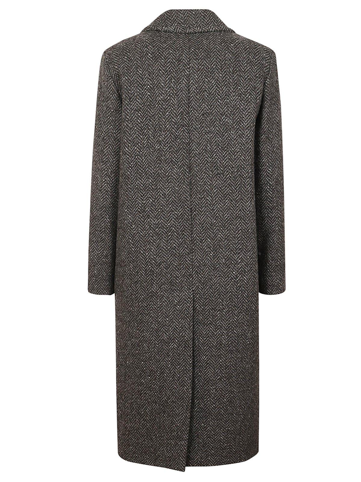 Shop Weekend Max Mara Double-breasted Long-sleeved Coat In Grigio