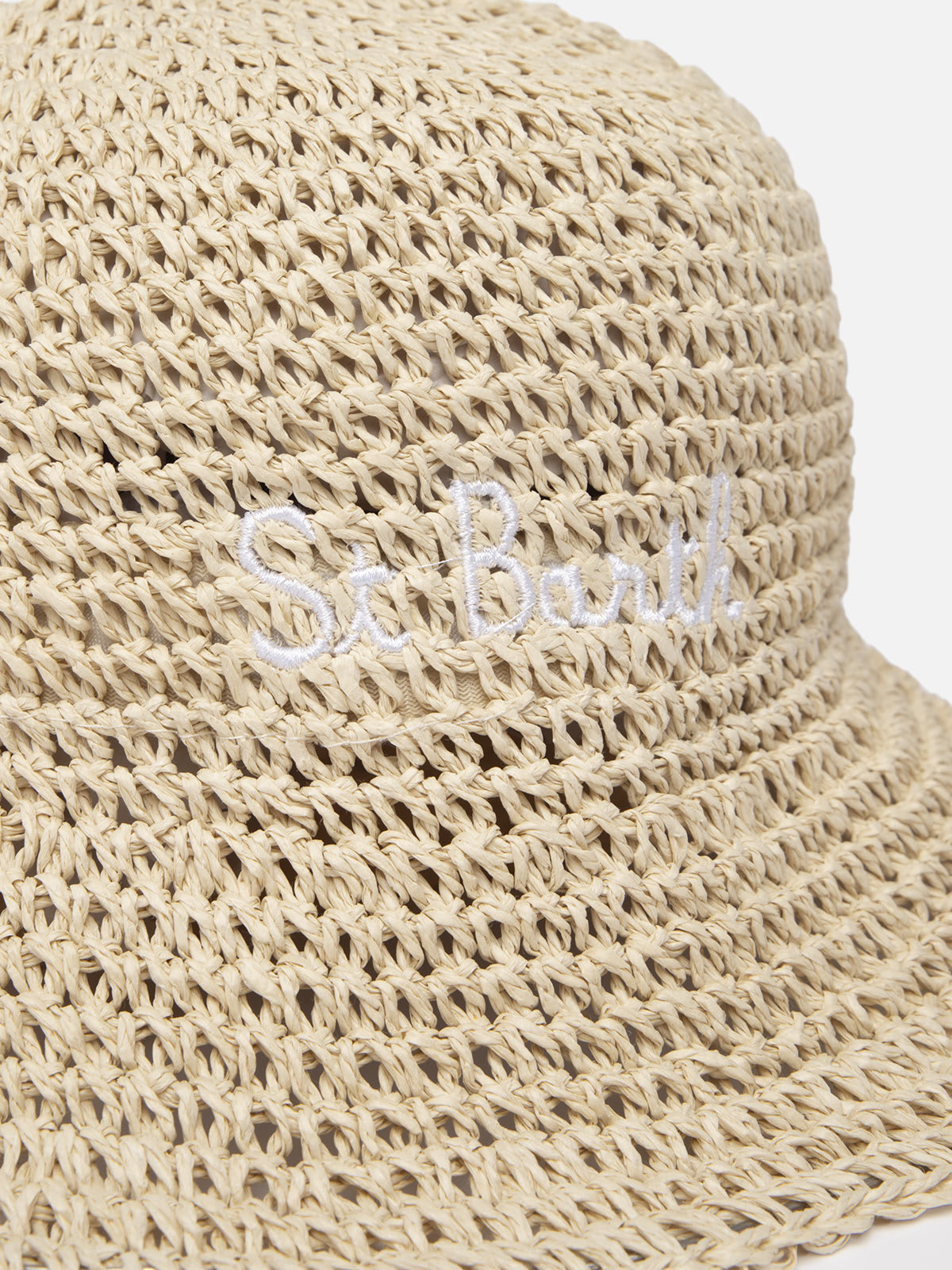 Mc2 Saint Barth Bucket-style Straw Hat Polly In Beige