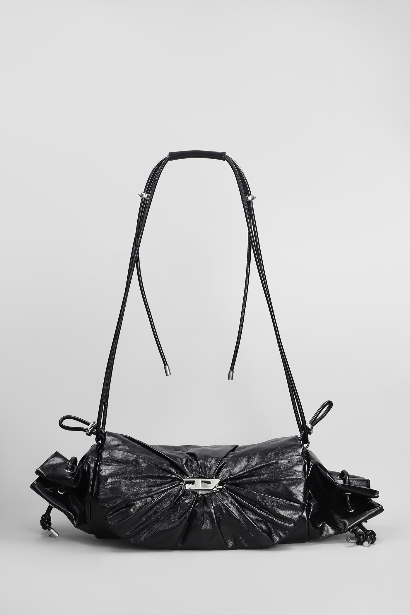 Diesel D Scrunch Shoulder Bag In Black Leather