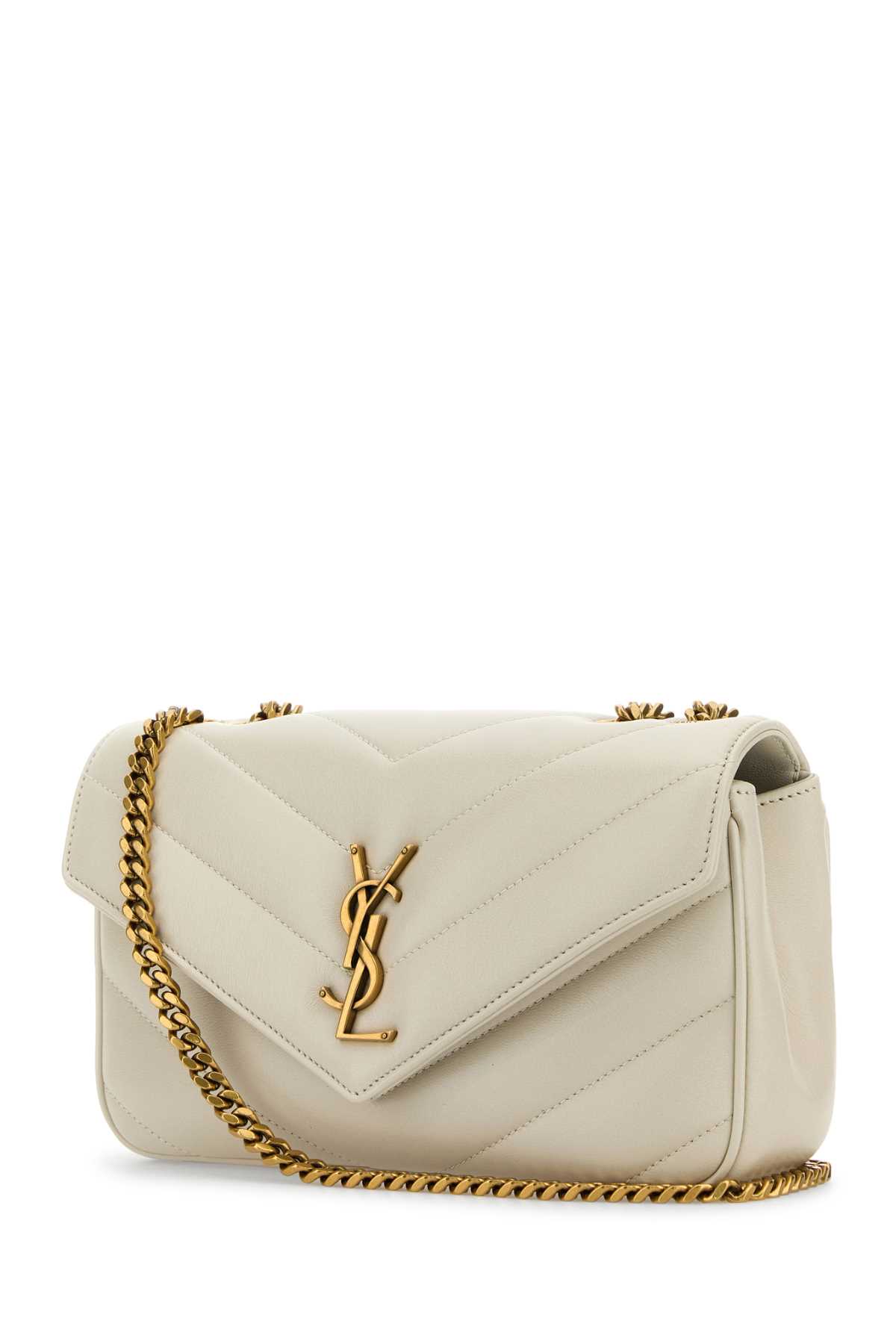 Saint Laurent Ivory Leather Small Loulou Shoulder Bag In Neutral