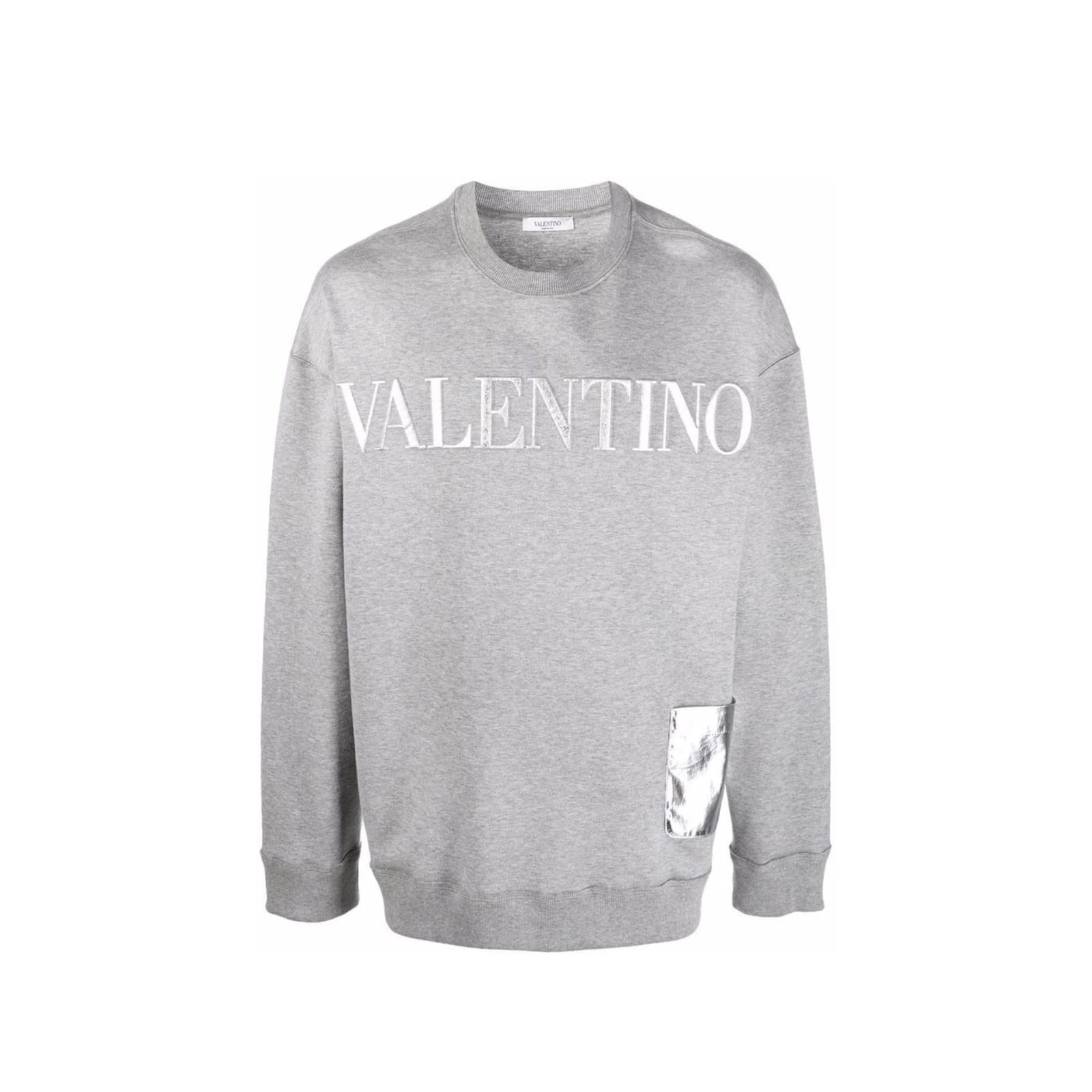 Shop Valentino Logo Sweatshirt In Gray