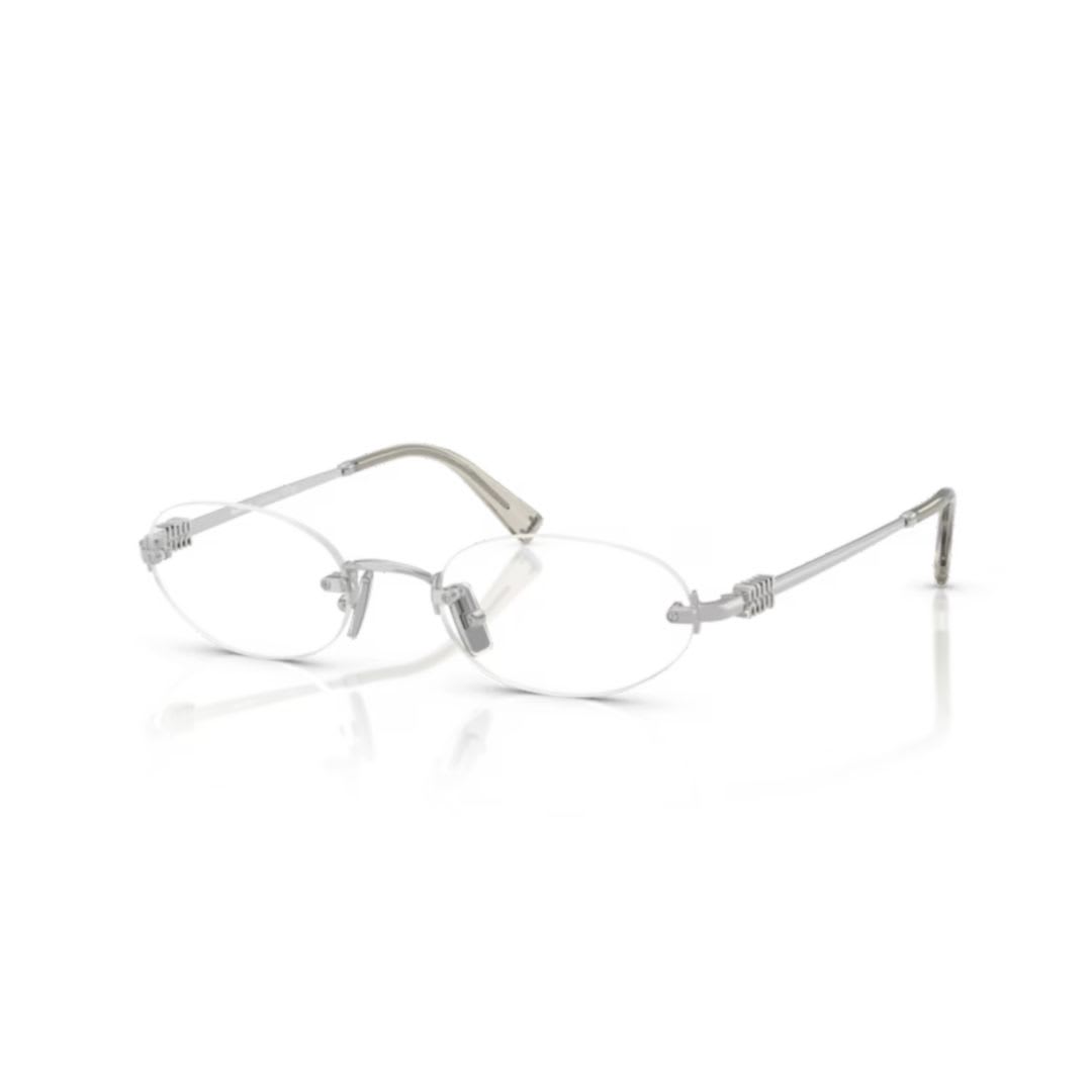 Miu Miu Runde Brille Mit Logo-schild In Gray