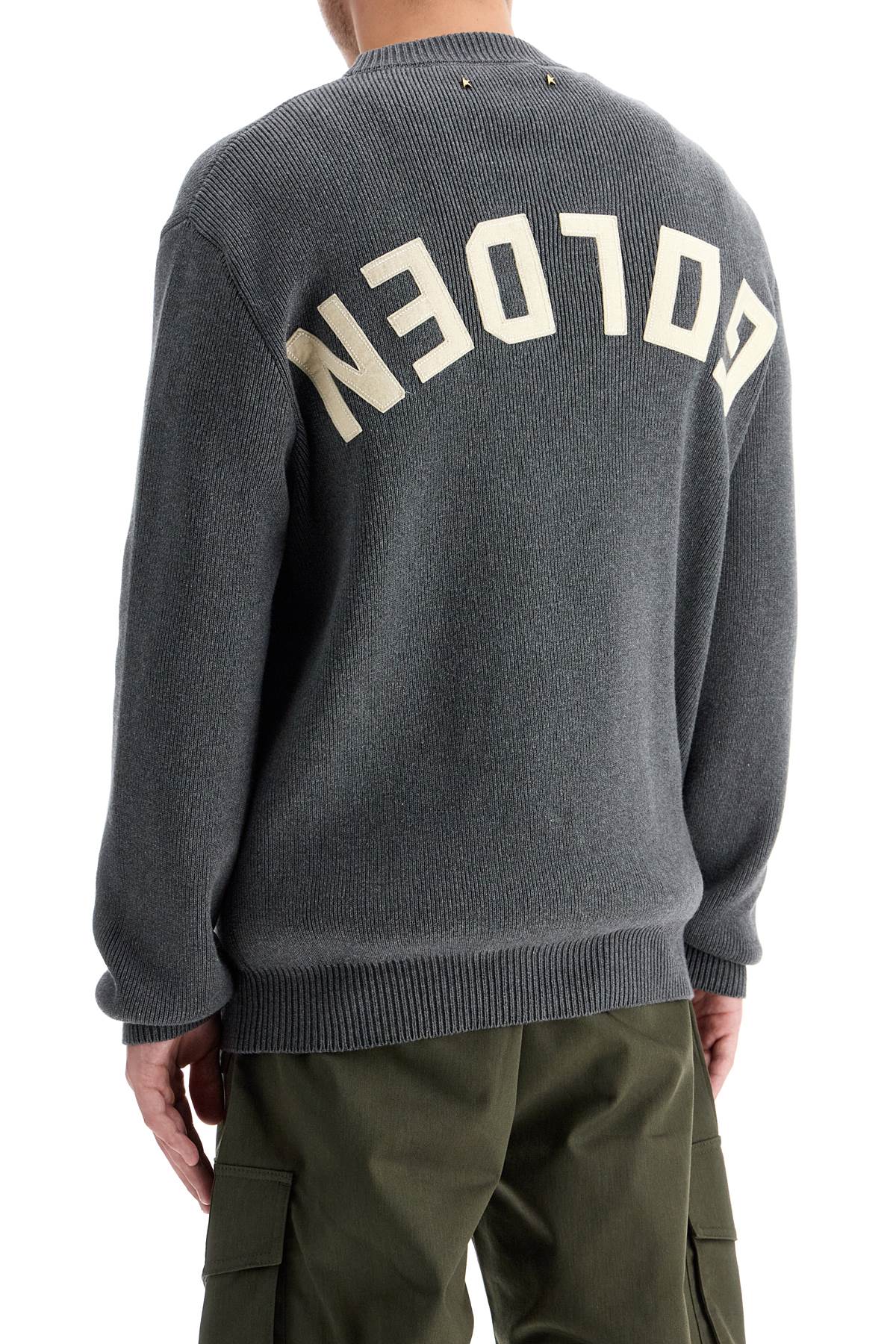 Shop Golden Goose Cotton Pullover With Logo Design In Dark Grey Melange (grey)