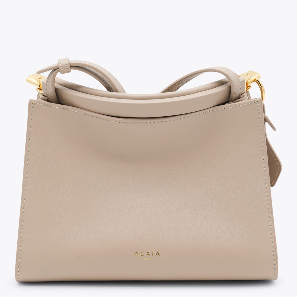 Alaïa Beige Leather Small Square Crossbody Bag In Brown