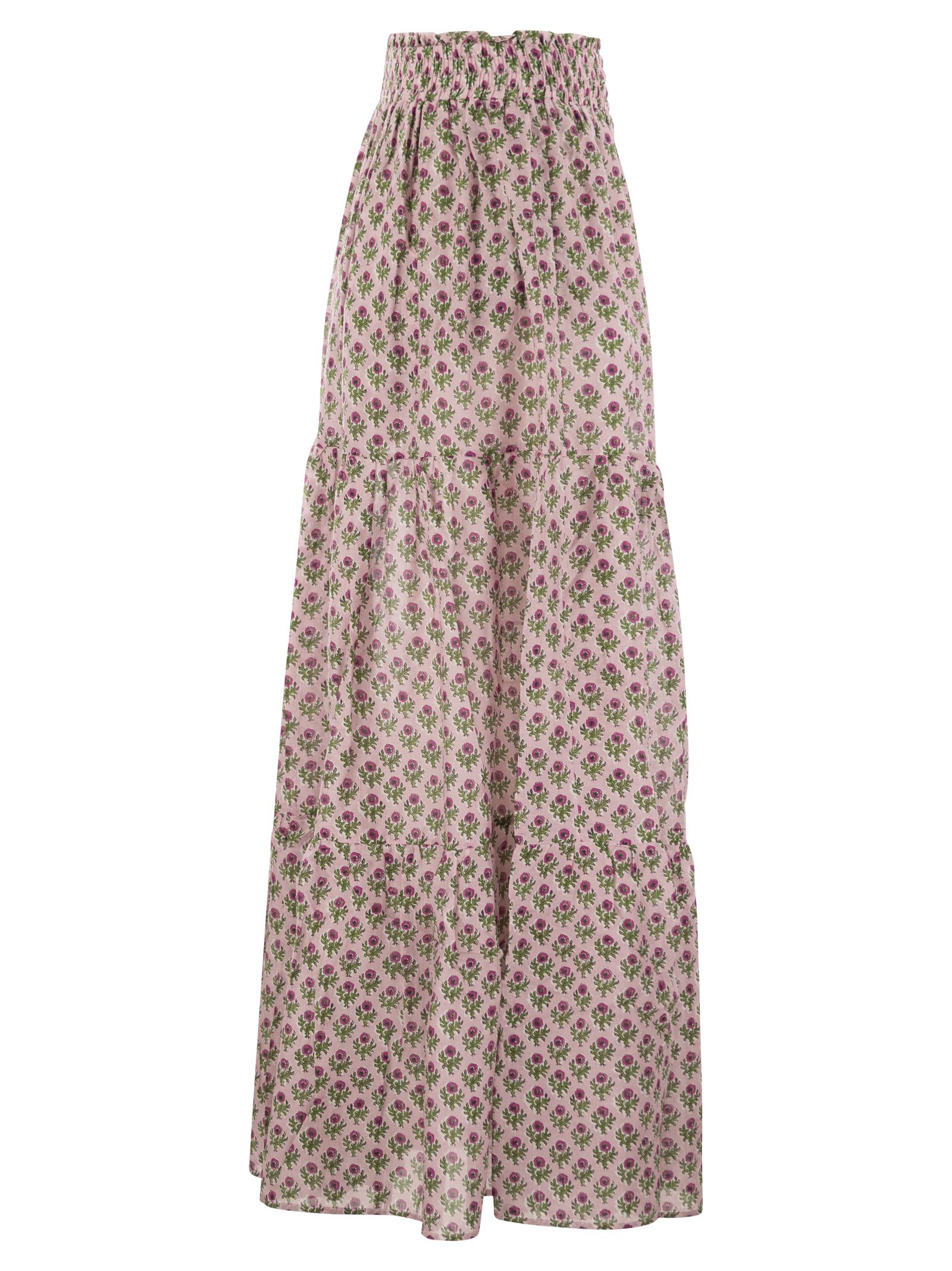 Shop Mc2 Saint Barth Cheyenne - Long Skirt In Cotton And Silk. In Pink