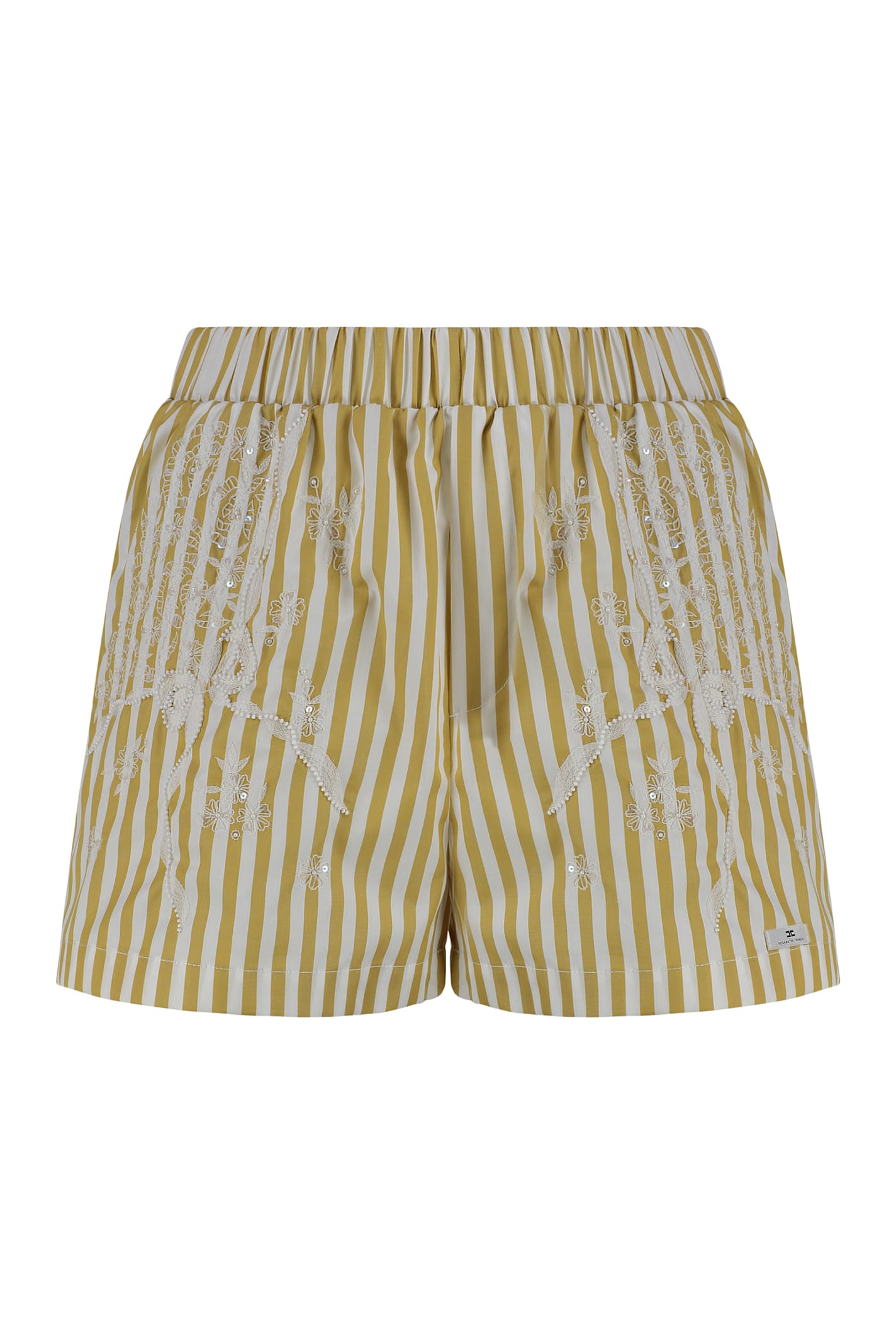 Elisabetta Franchi Striped Poplin Shorts In Neutral