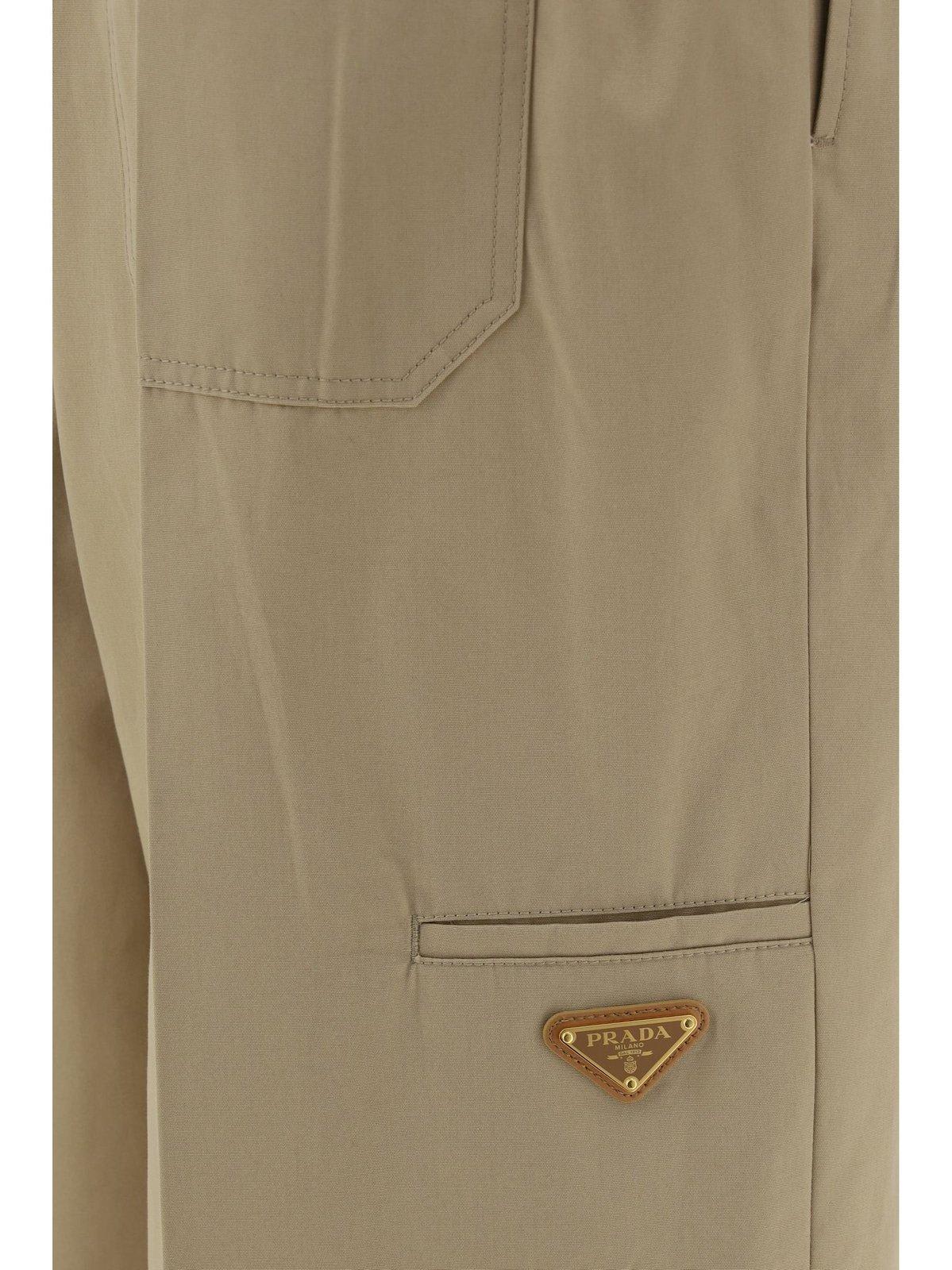 Shop Prada Triangle-logo Plaque Wide-leg Pants In Corda