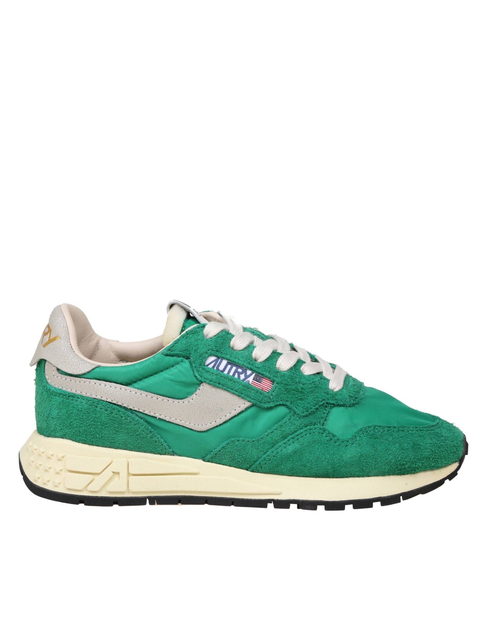 Shop Autry Reelwind Low Sneakers In Suede And Nylon Color Green