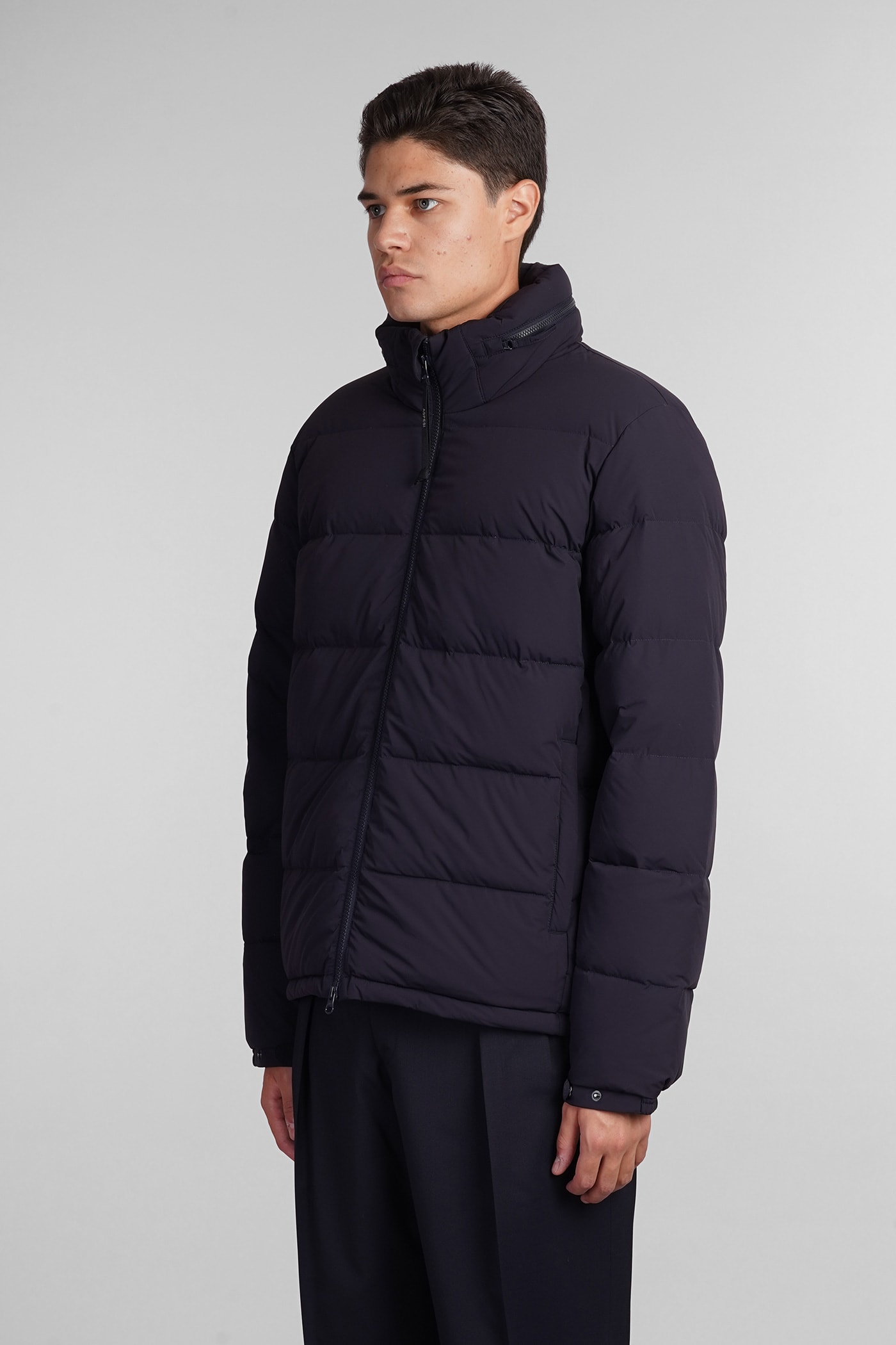 Shop Aspesi Pocoelastico Re Puffer In Blue Polyamide