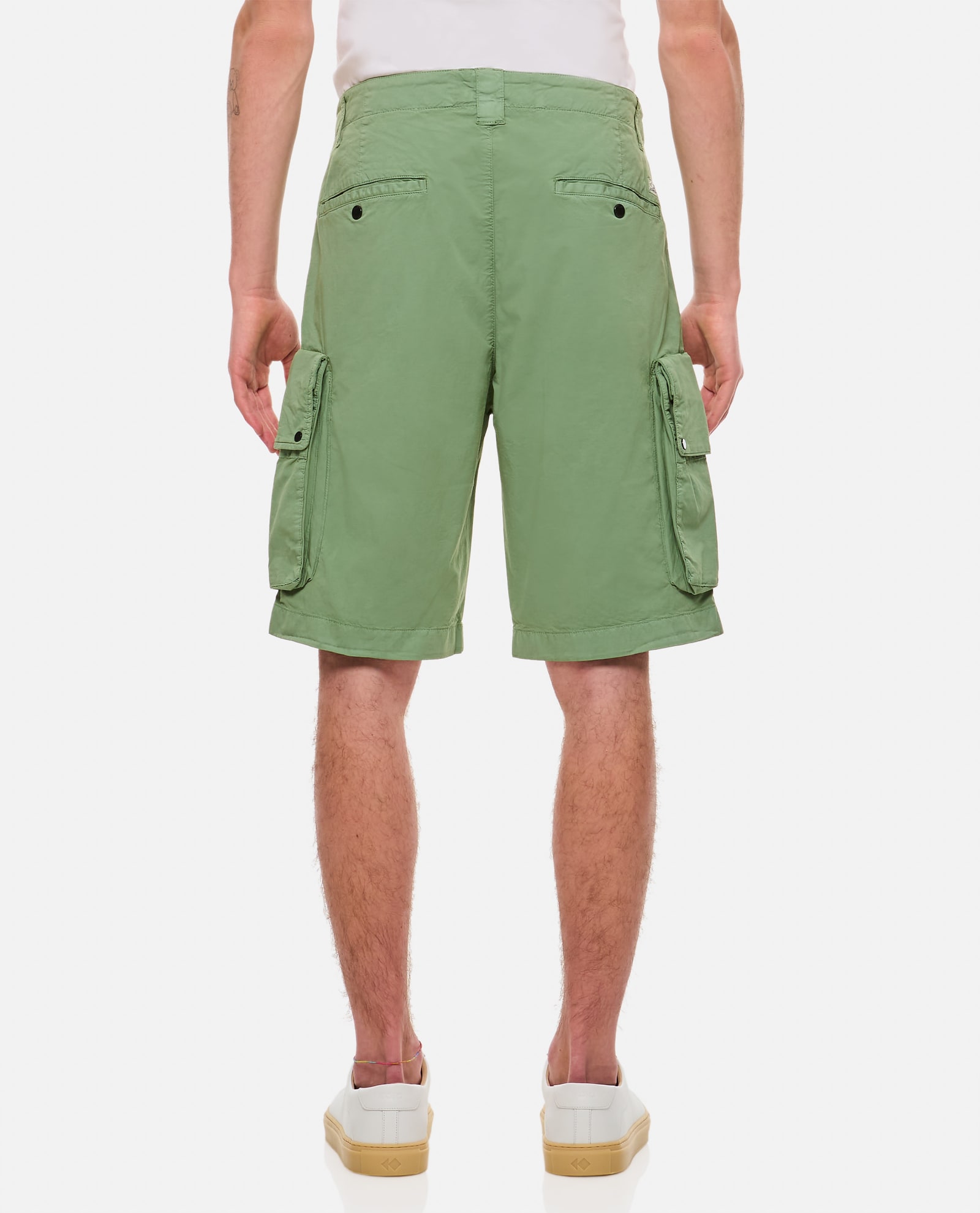 Shop C.p. Company Twill Stretch Cargo Shorts  In Green