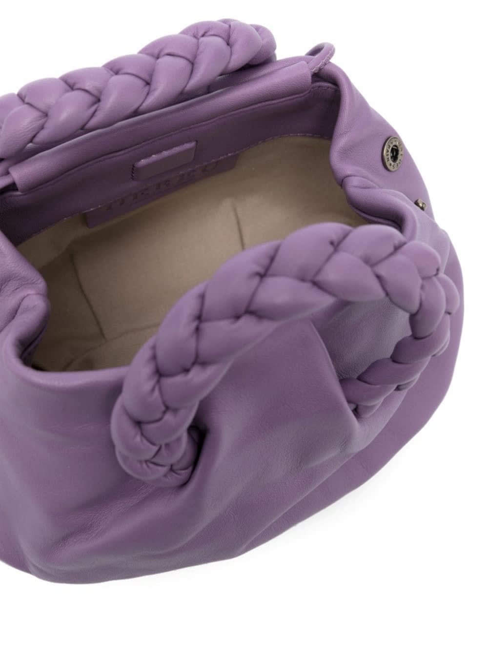 Shop Hereu Bombon Purple Handbag With Braided Handles In Shiny Leather Woman In Violet