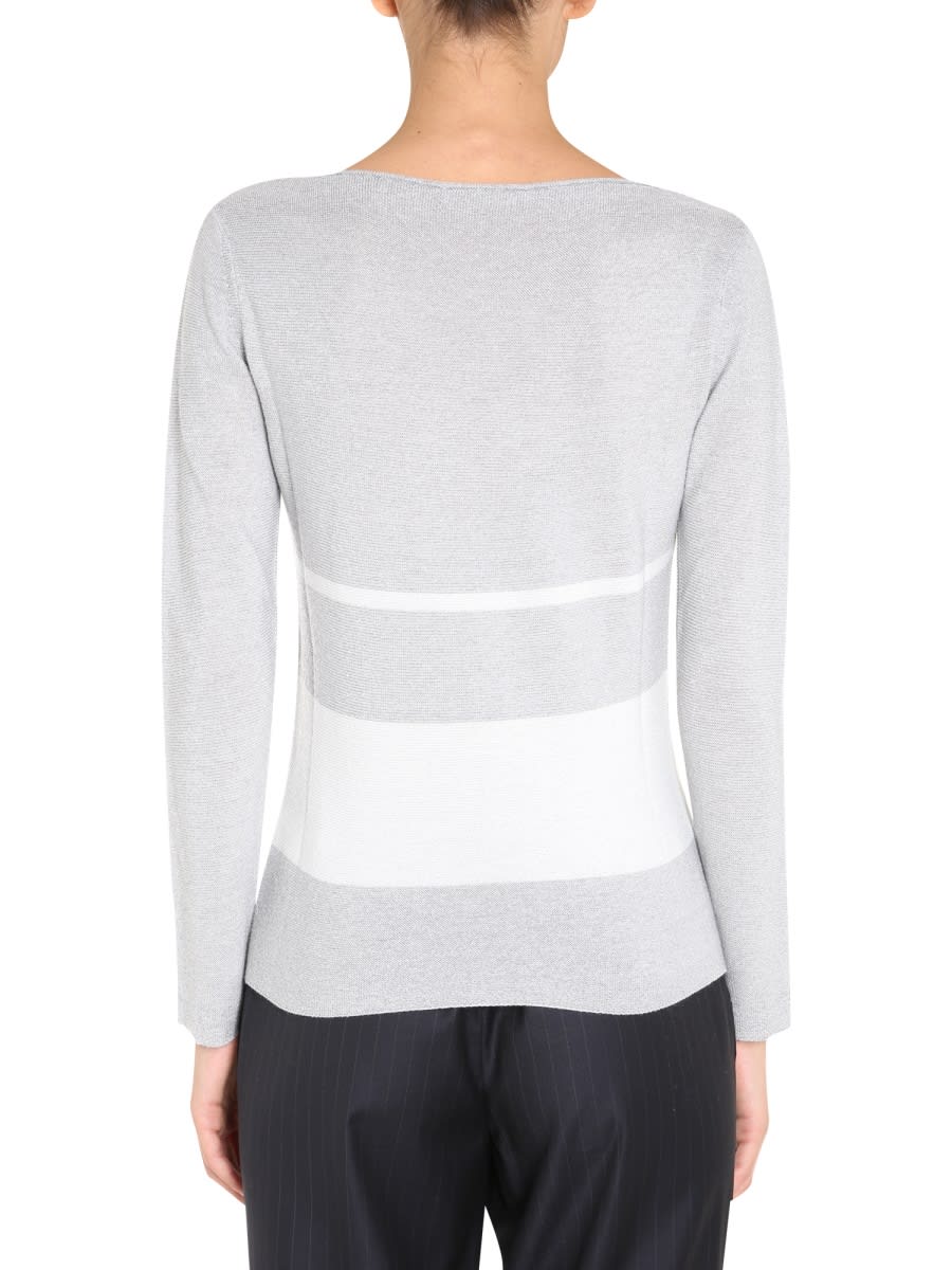 Shop Fabiana Filippi Boat Neck Sweater In Grey