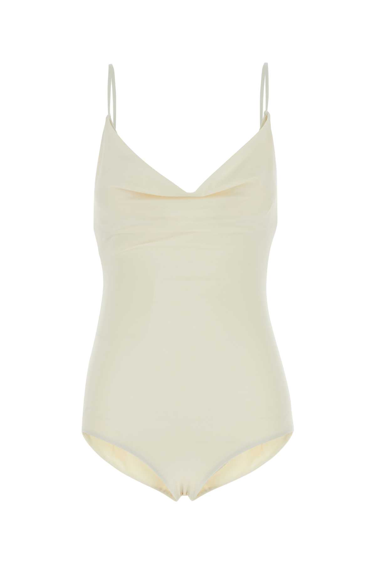 Shop Magda Butrym Ivory Stretch Nylon Swimsuit In Cream