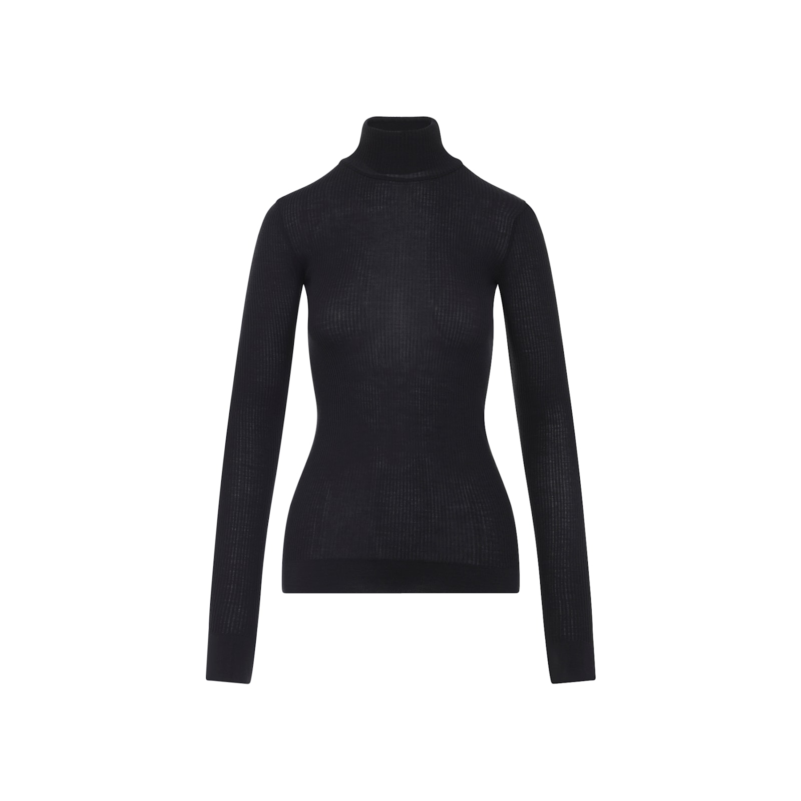 Lemaire Fitted Long-sleeve Black Wool Top In Black
