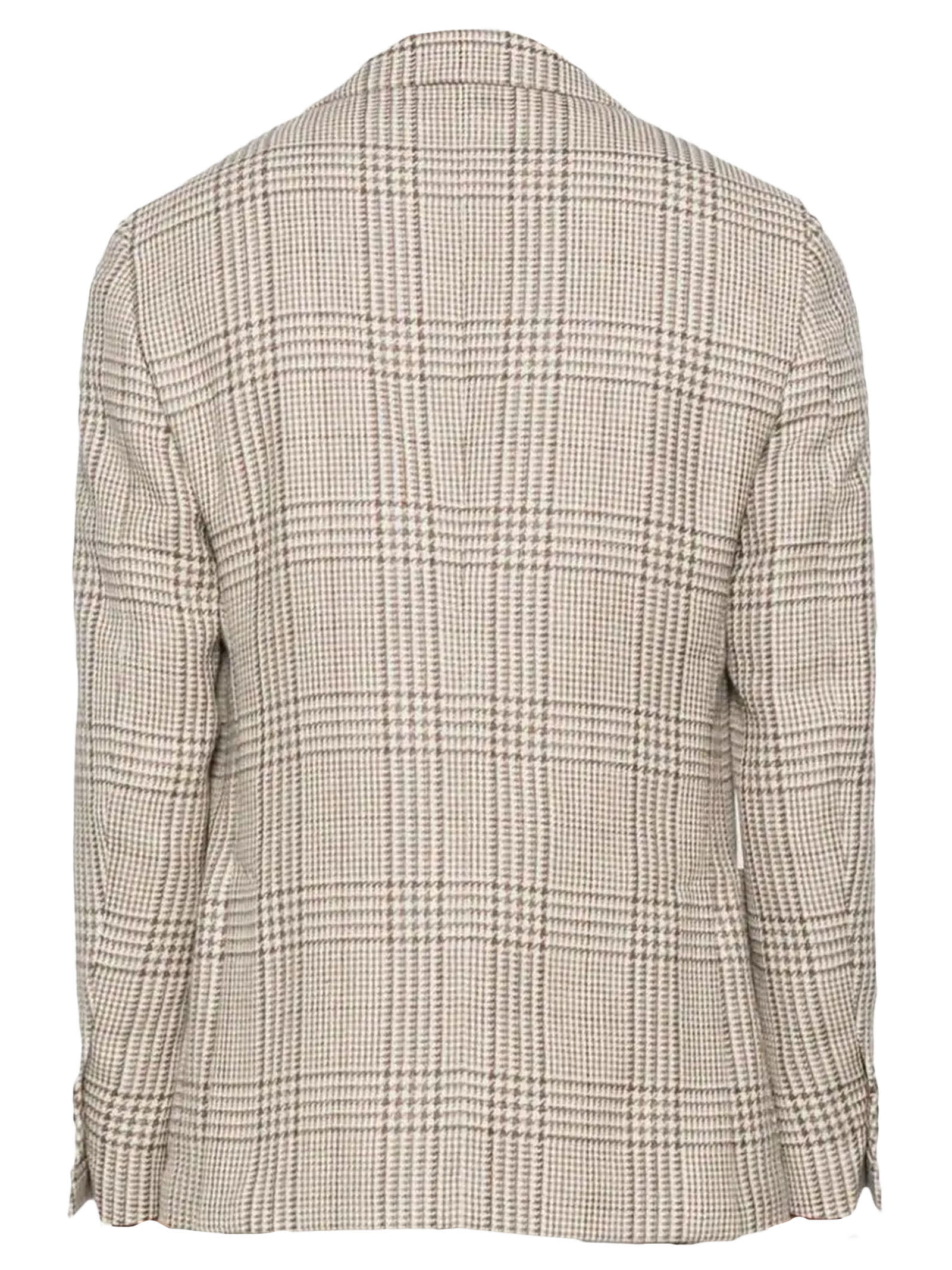 Shop Lardini Single-breasted Checked Blazer In Beige