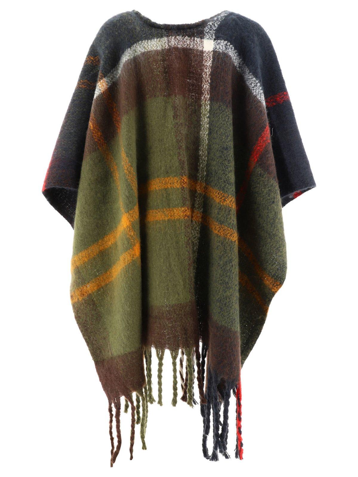 Barbour Checked V-neck Cape In Multi