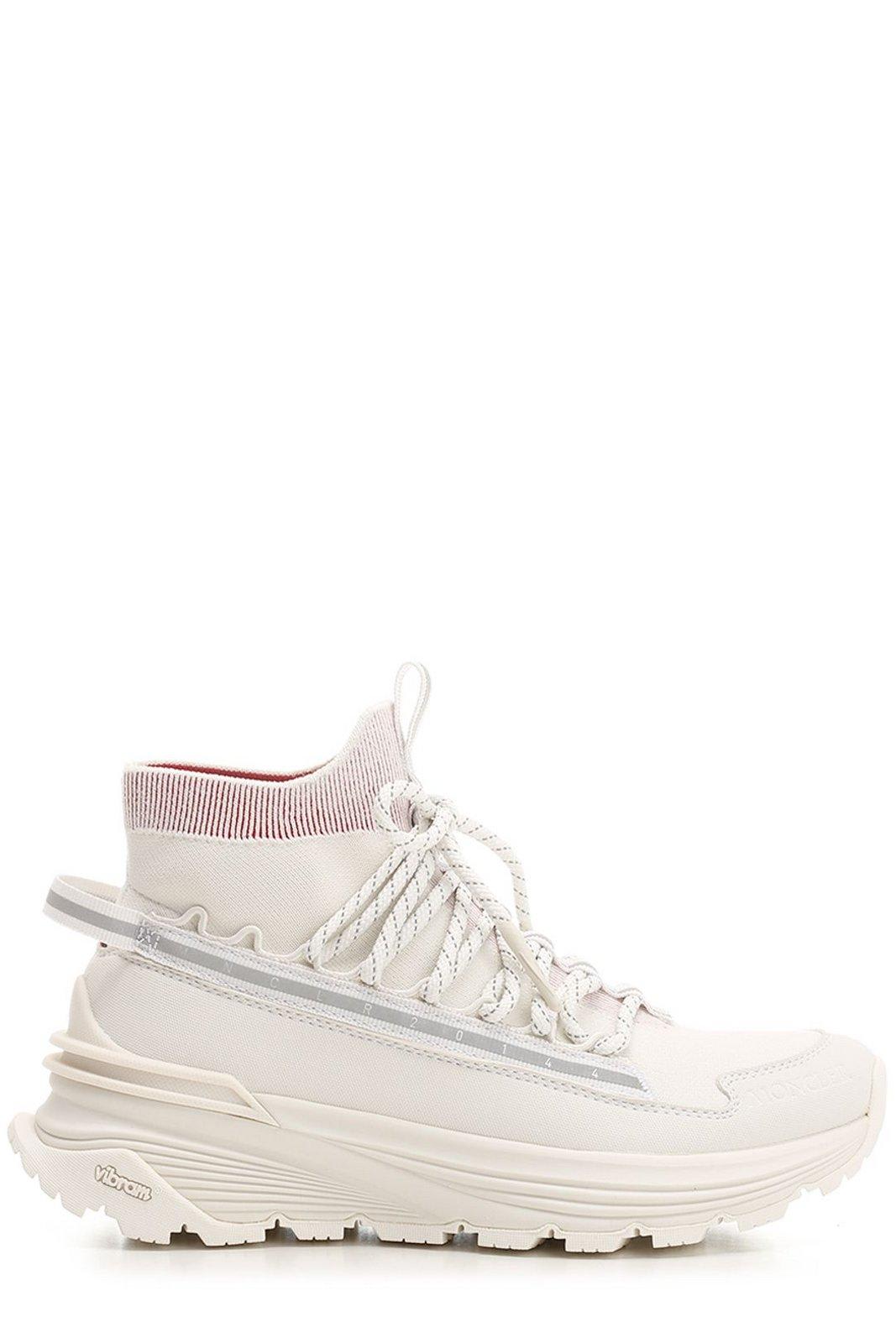 Shop Moncler Monte Runner Knit High-top Sneakers In White