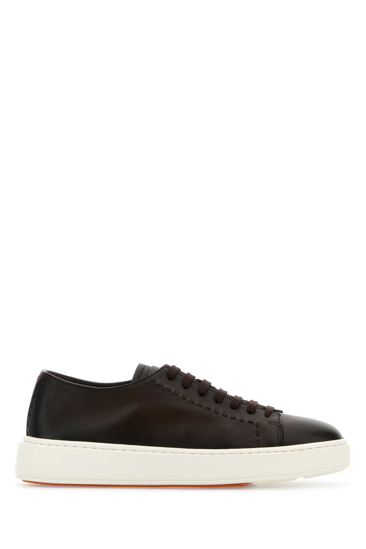 Santoni Brown Leather Clean Trainers