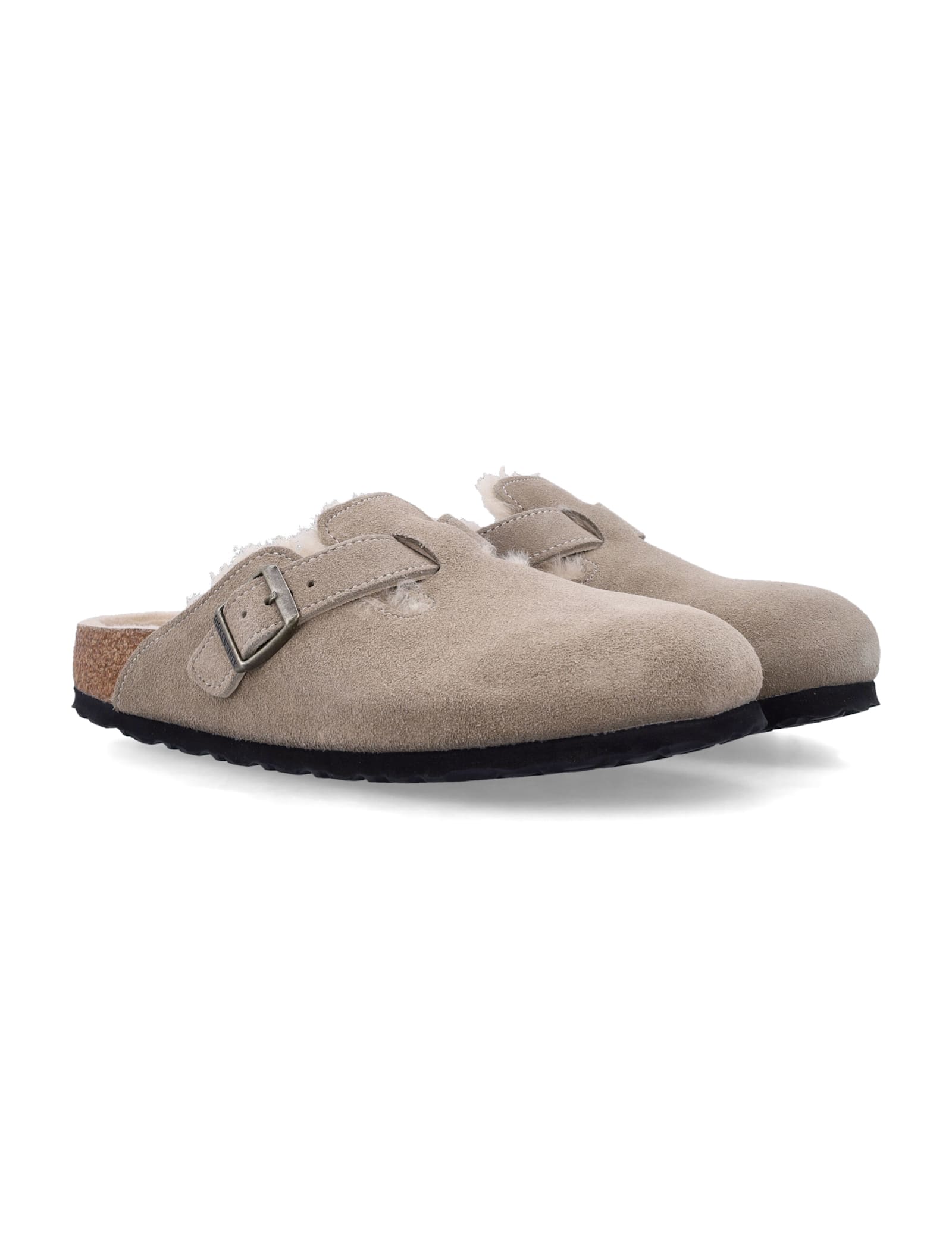 Shop Birkenstock Boston Shearling In Taupe