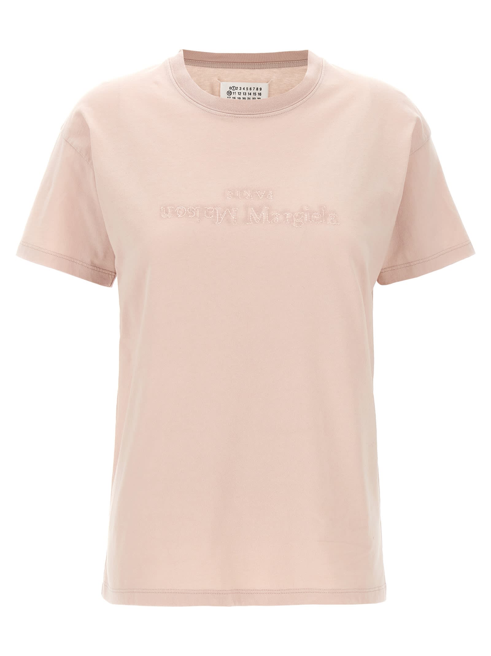 Shop Maison Margiela Logo Embroidery T-shirt In Pink