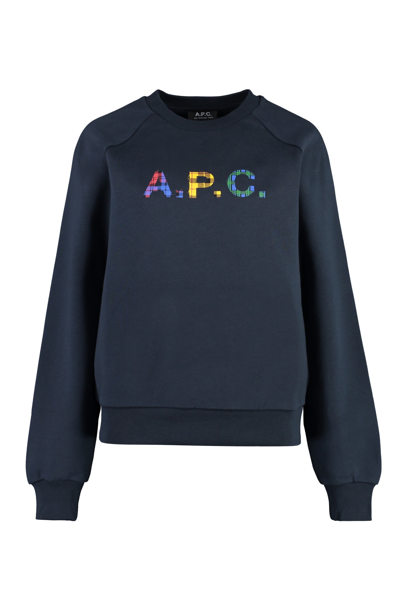Shop Apc Vicky Logo Detail Cotton Sweatshirt In Blue