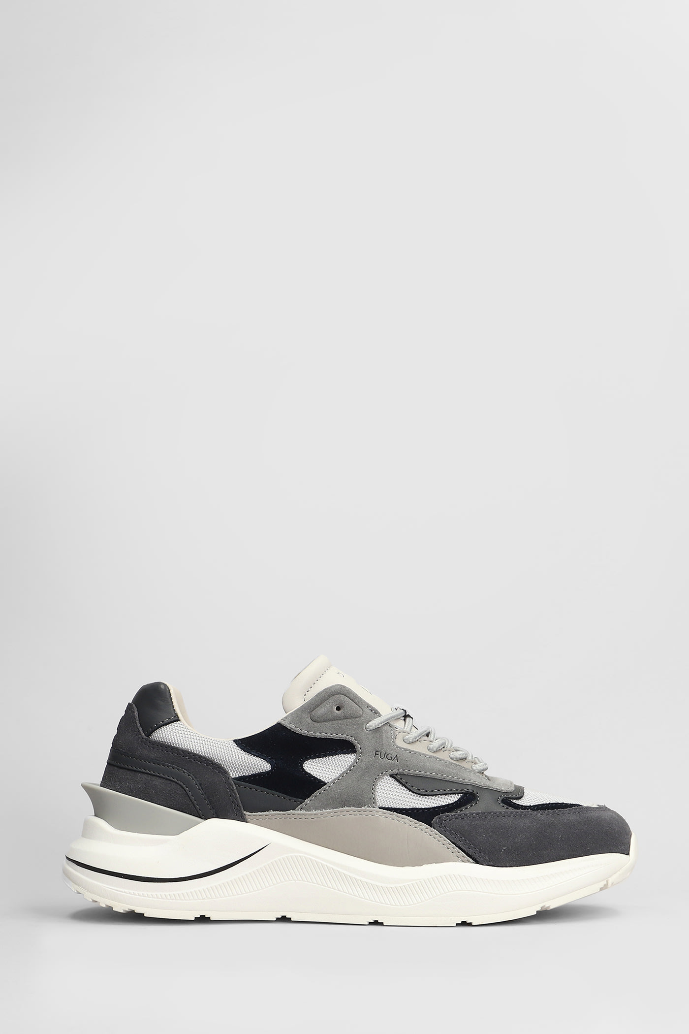 D. A.T. E. Fuga Sneakers In Grey Suede And Fabric