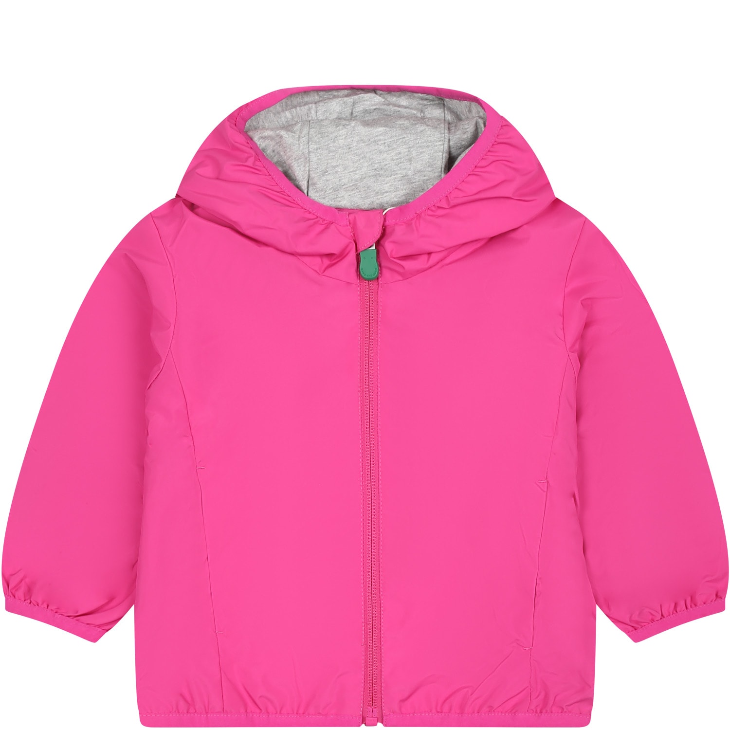 Shop Save The Duck Fuchsia Coco Windbreaker For Baby Girl With Logo