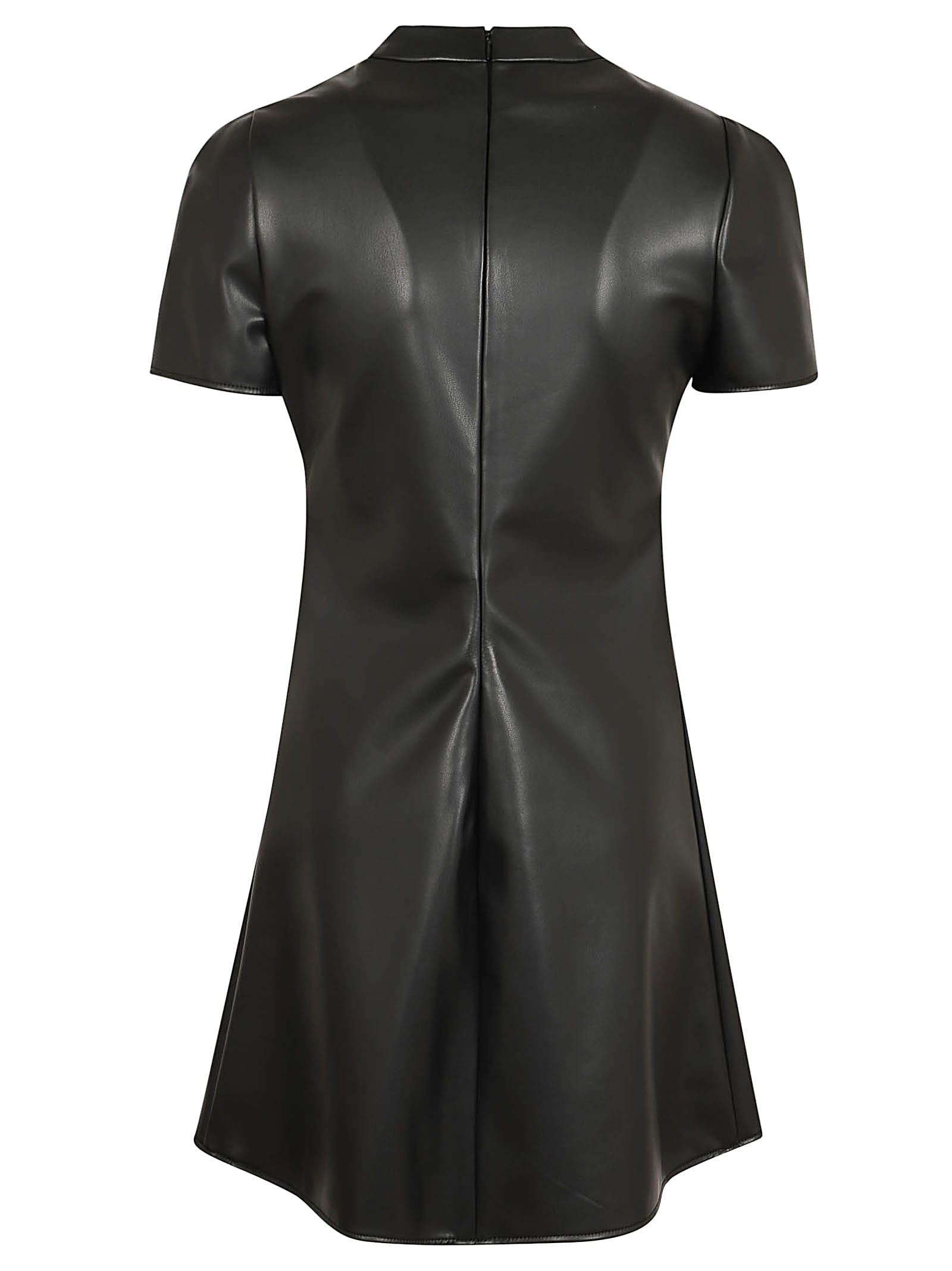 Shop Courrèges Short Sleeves Pu A-line Dress In Black