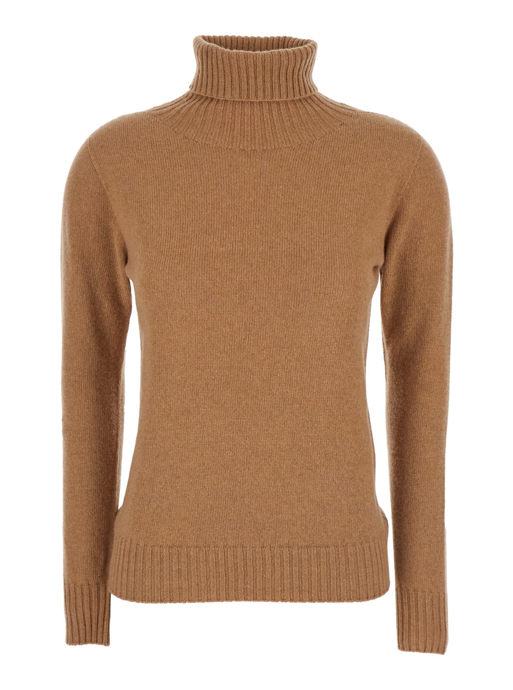 Beige Sweater With High Neck In Cashmere Woman