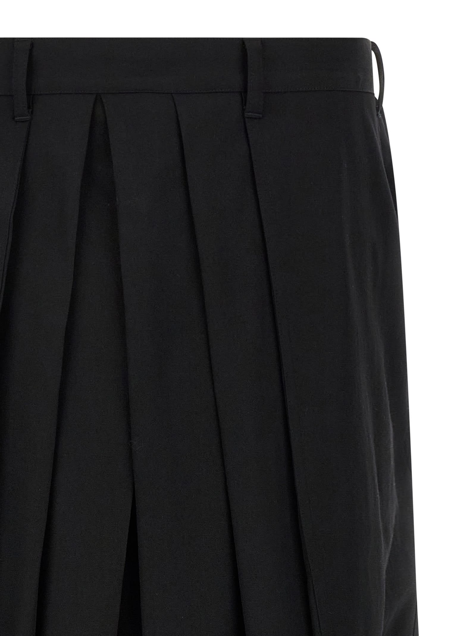 Yohji Yamamoto Pleated Trousers With Button And Belt Loops In Black