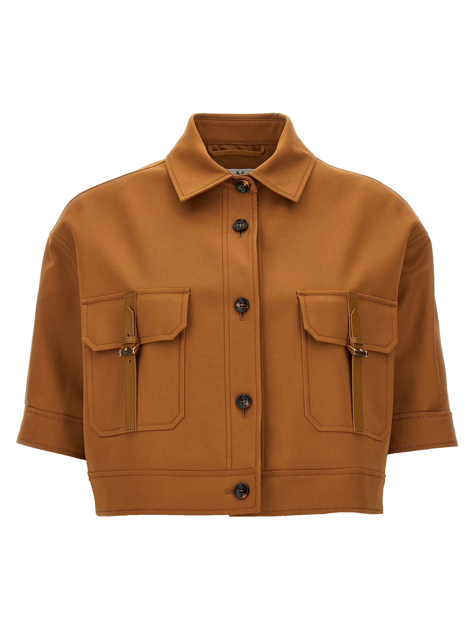 Shop Max Mara Agiate Cropped Jacket In Brown