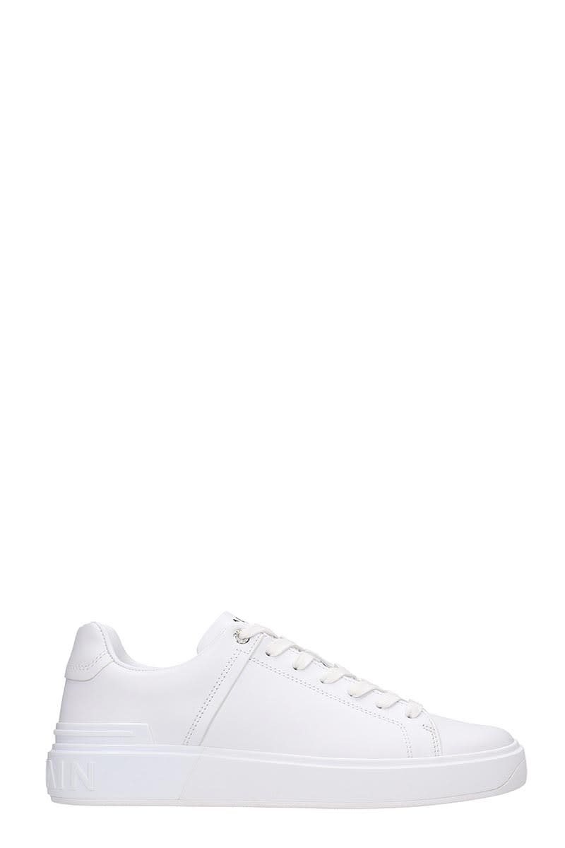 BALMAIN B-COURT SNEAKERS IN WHITE LEATHER,11205536