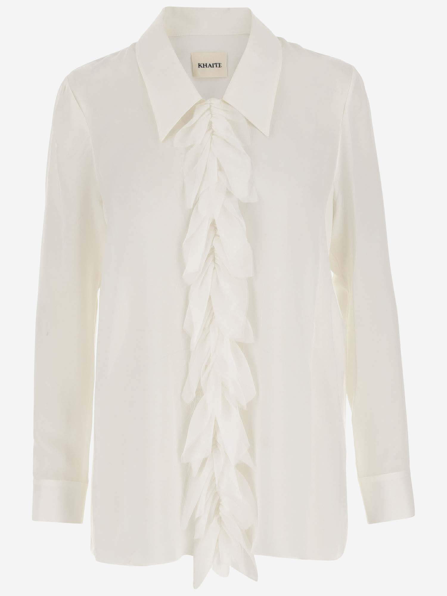 Shop Khaite Silk Luka Shirt In White