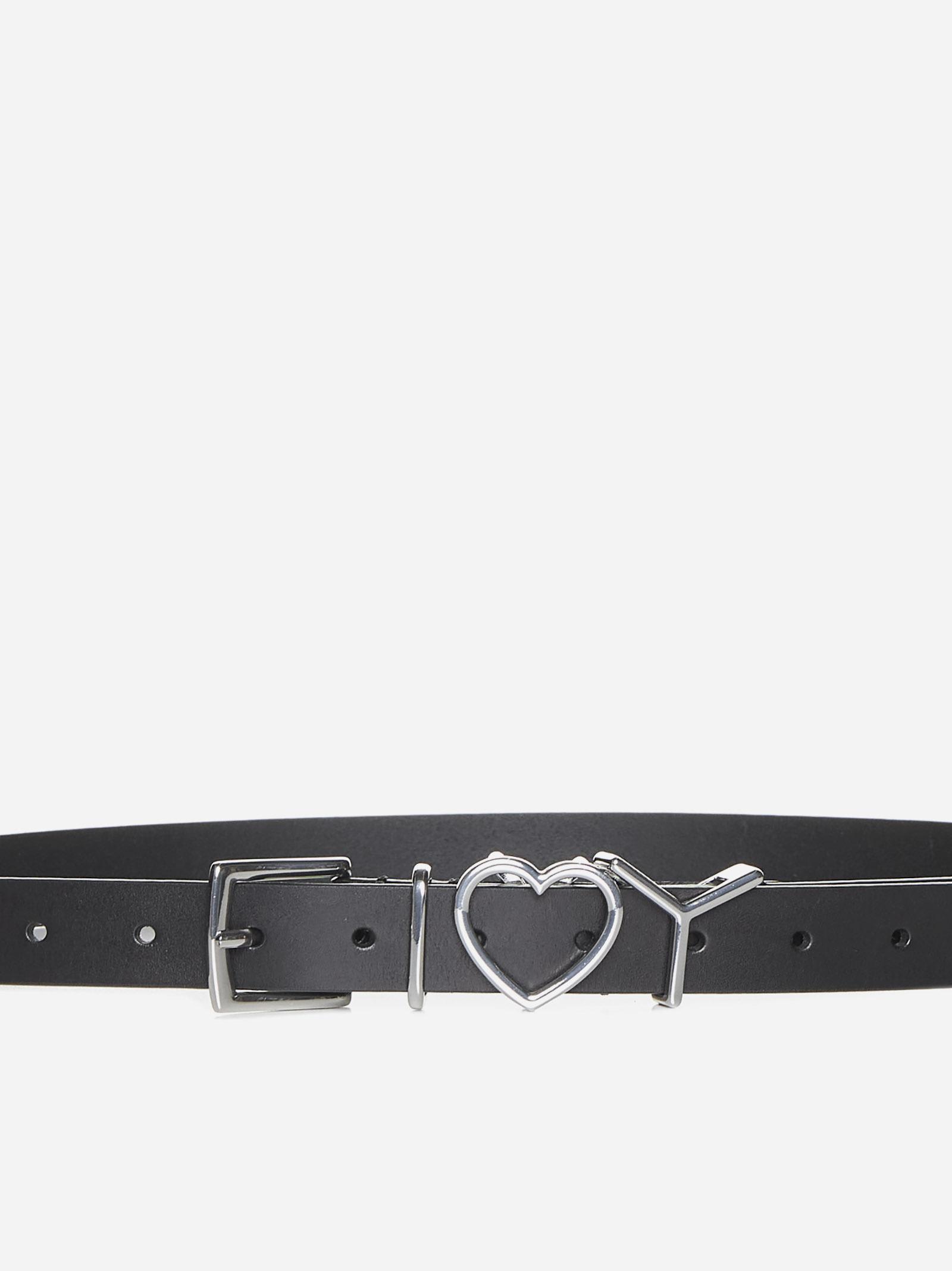 Shop Y/project Heart Logo Leather Belt In Black
