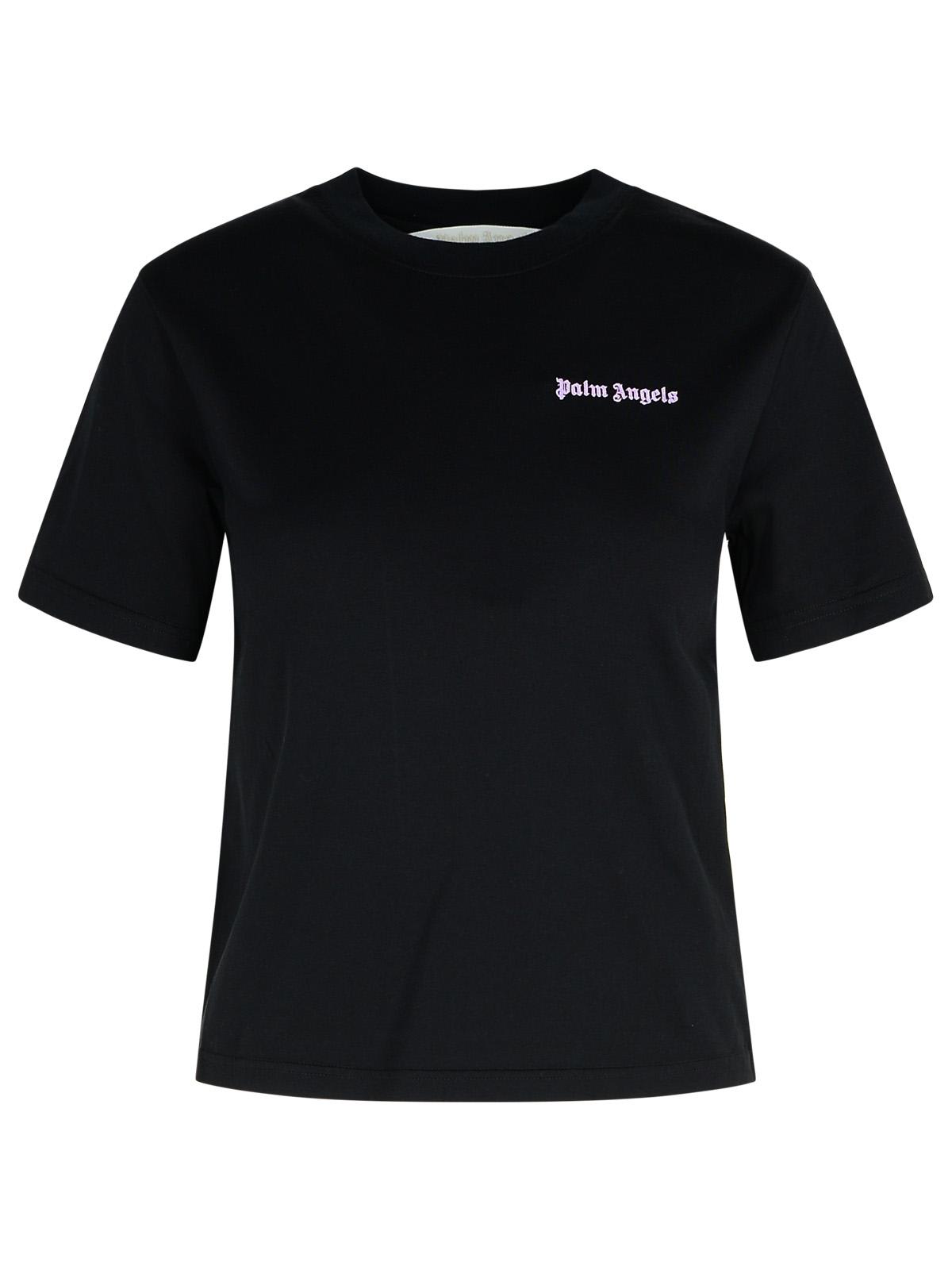 Shop Palm Angels Black Cotton T-shirt In Black Lilac