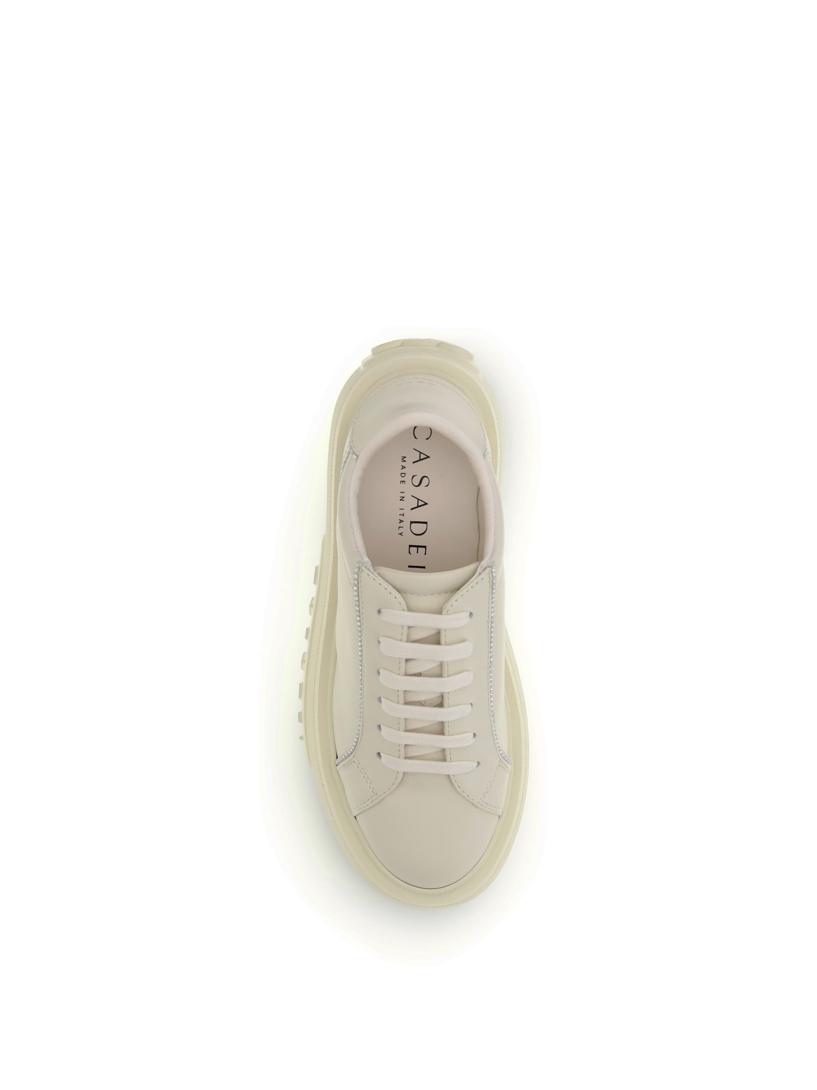 Casadei Low Top Sneakers With Embellished Platform Sole In Neutral
