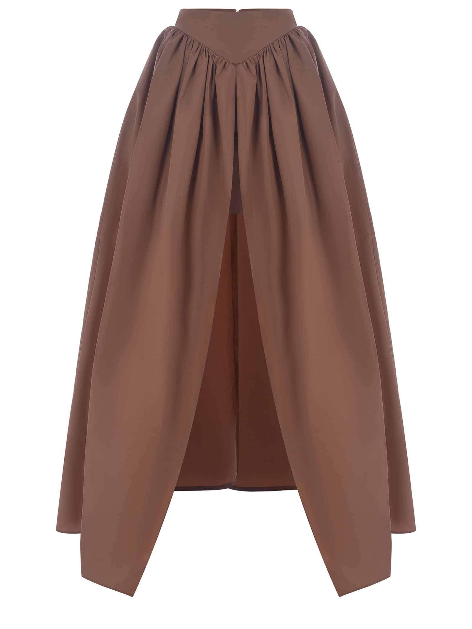 Shop Pinko Long Skirt  Botticino Made Of Taffeta In Terracotta
