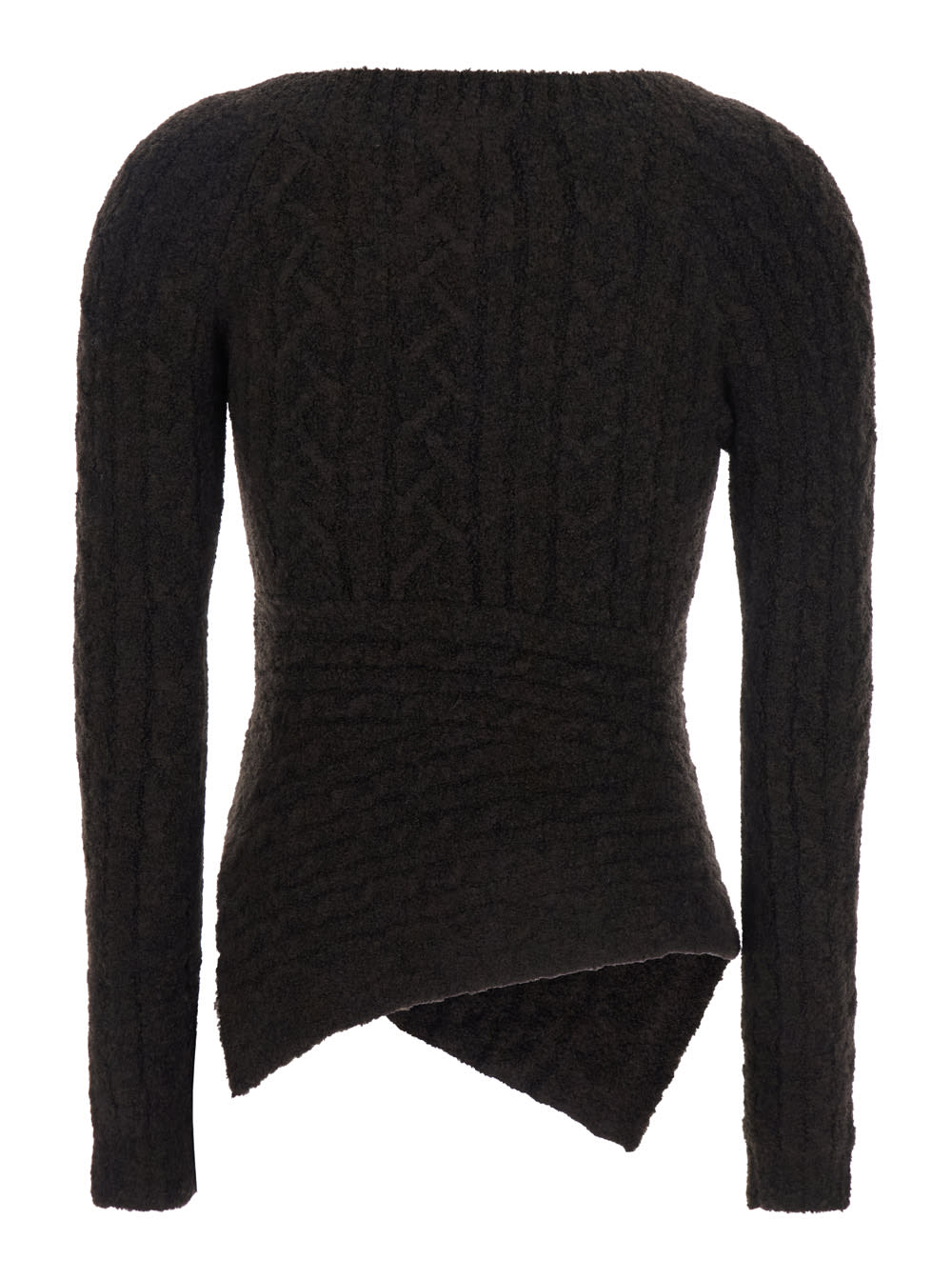Attico Sweater In Brown Cable Wool Mix Knit In Brown