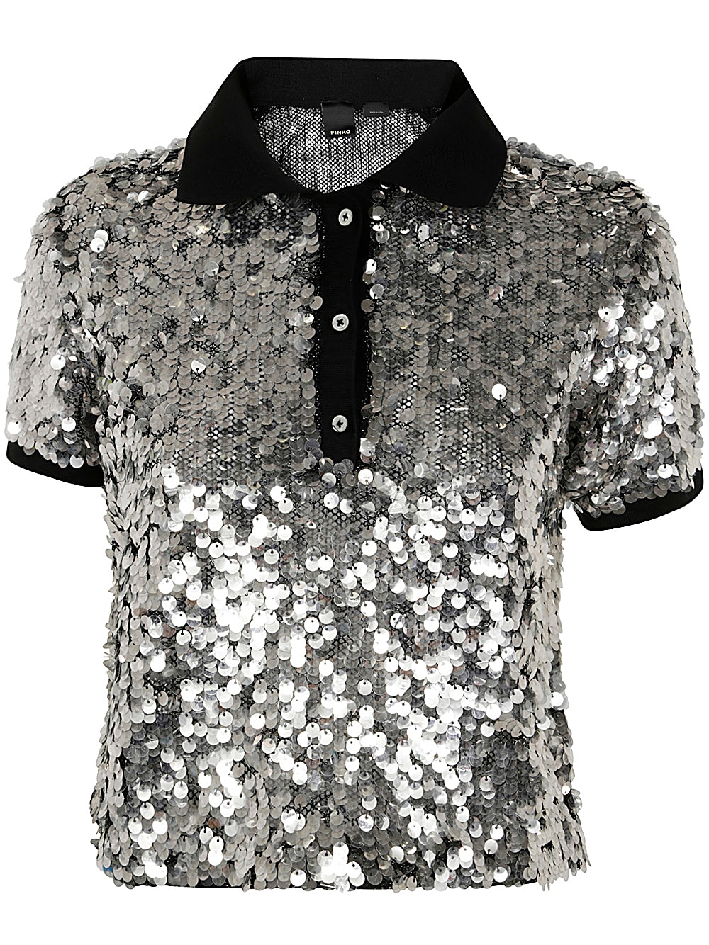 Shop Pinko Pupazzo Polo Net Sequins In Z Black