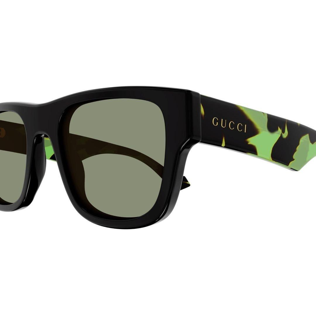 Shop Gucci Square Frame Sunglasses In 005 Black Havana Green